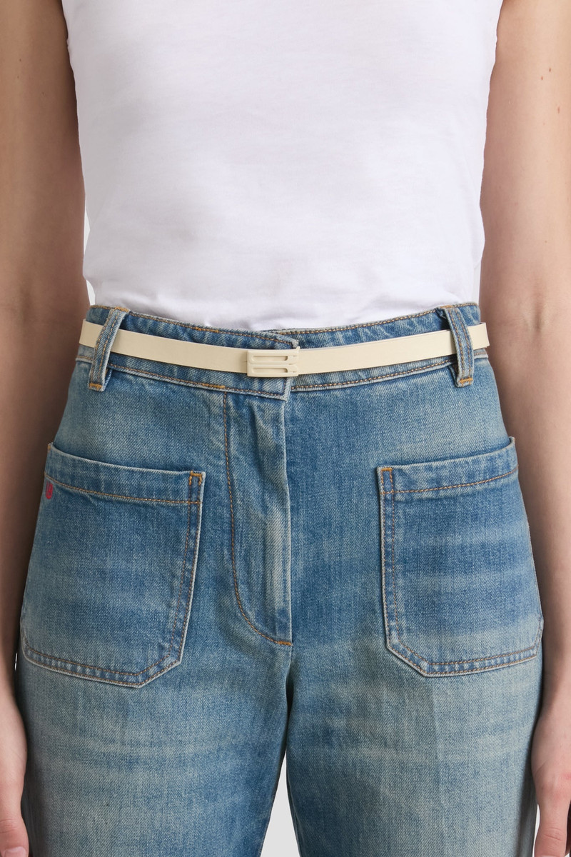 Victoria Beckham Tonal Micro Frame Belt In Ivory Smooth Leather outlook