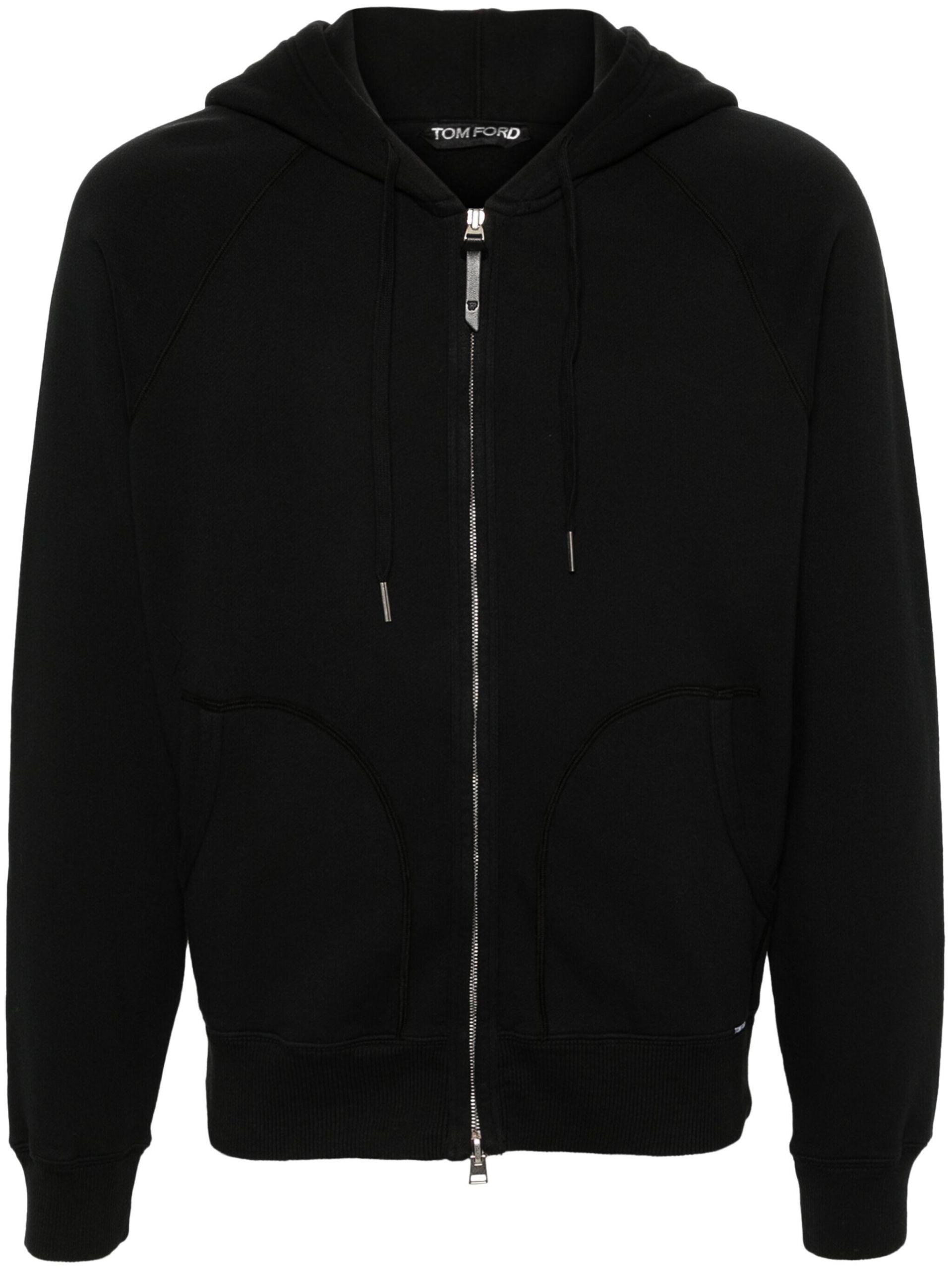 black zip-up cotton hoodie - 1