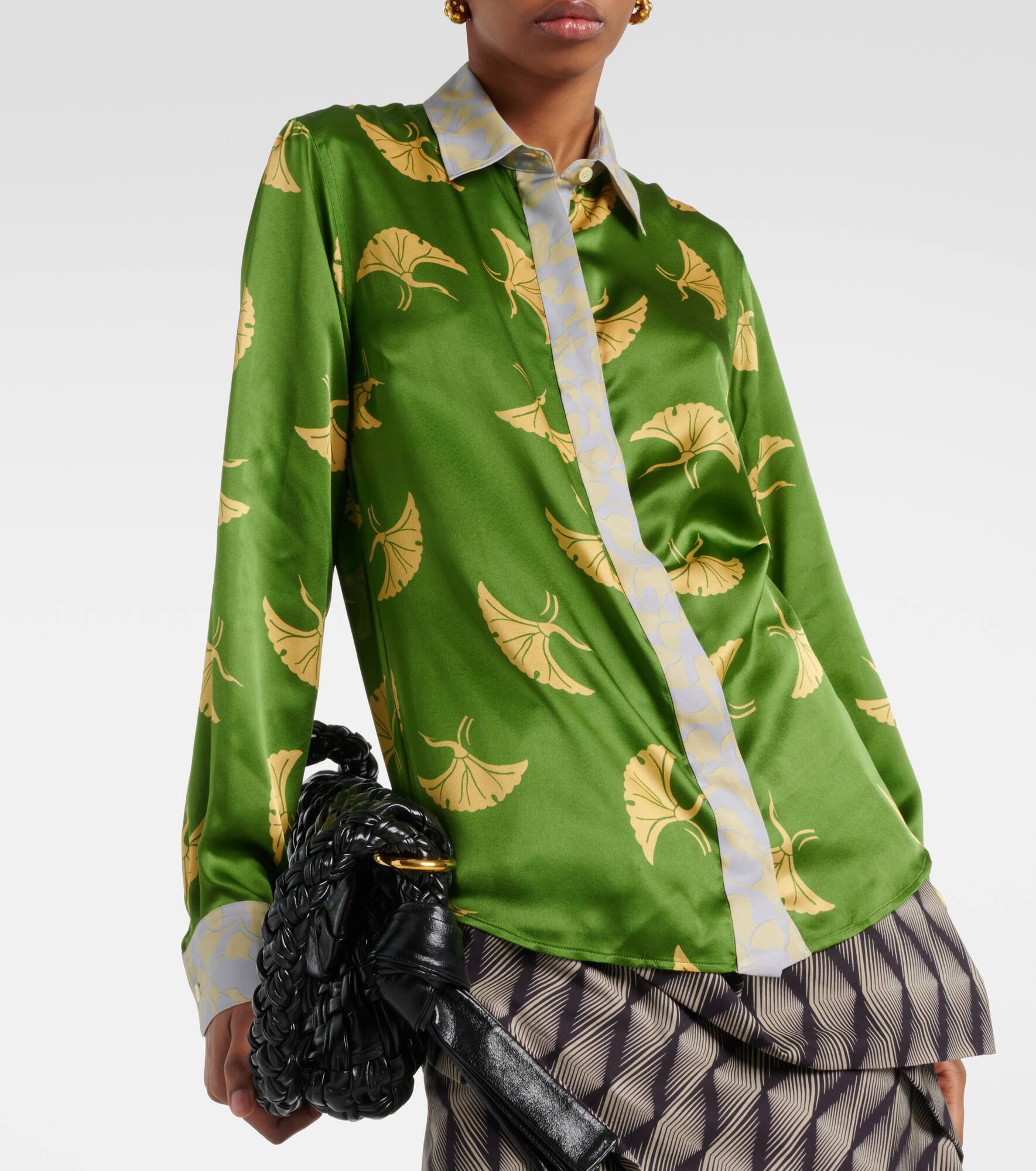Printed silk-blend satin shirt - 5
