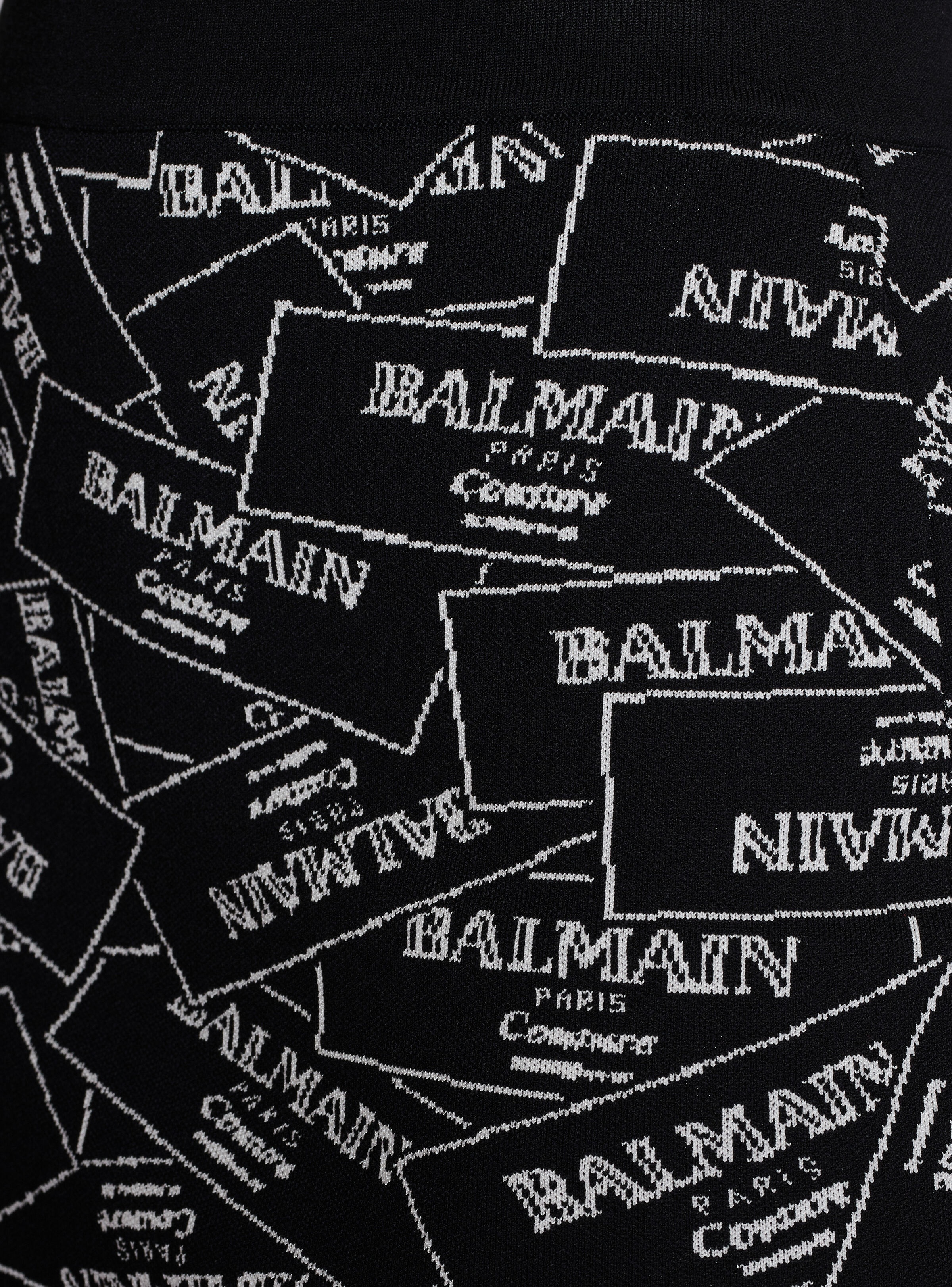 Short skirt in Balmain label jacquard knit - 7
