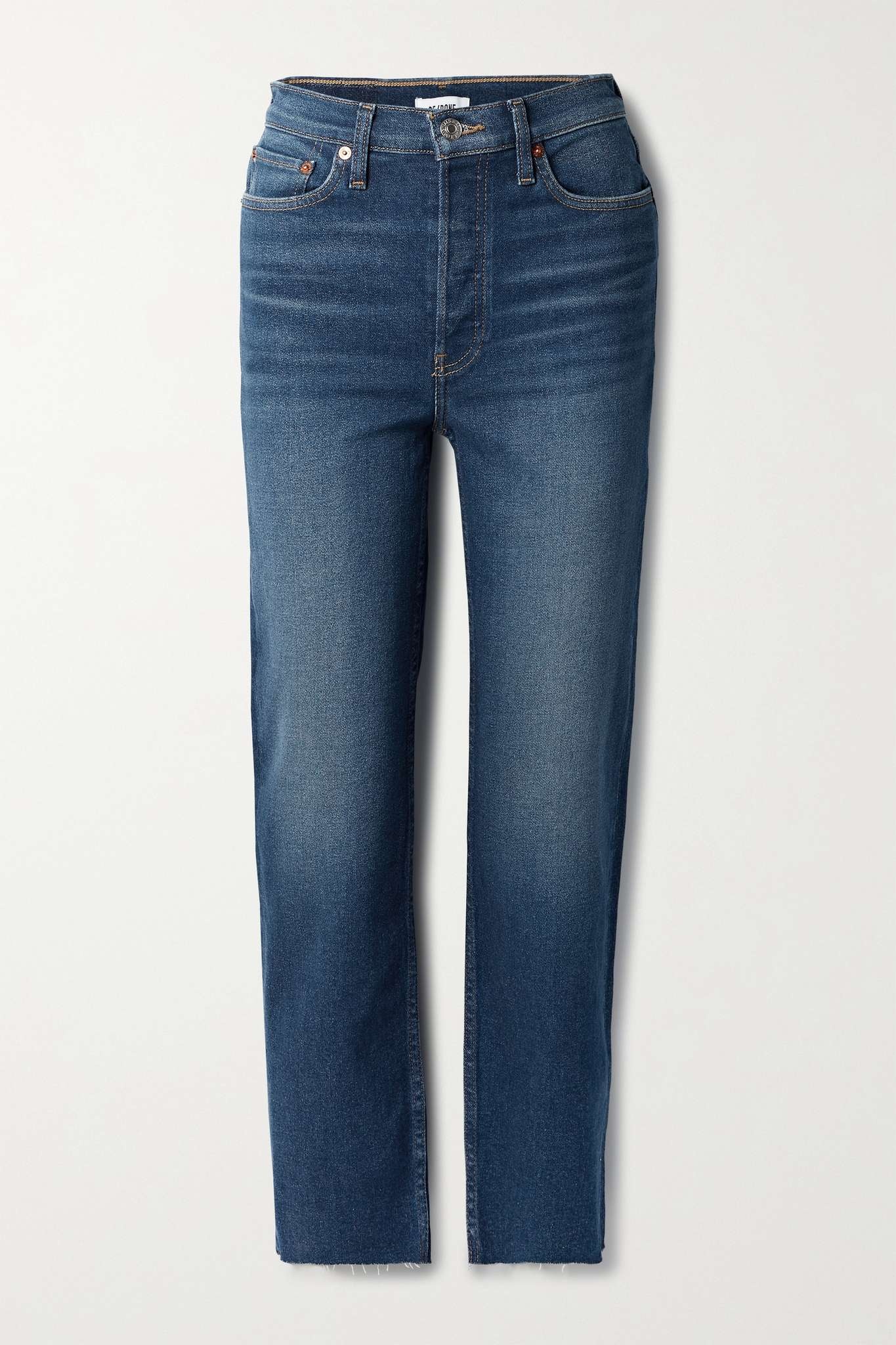 70s High Rise Stove Pipe distressed cropped slim-leg jeans - 1