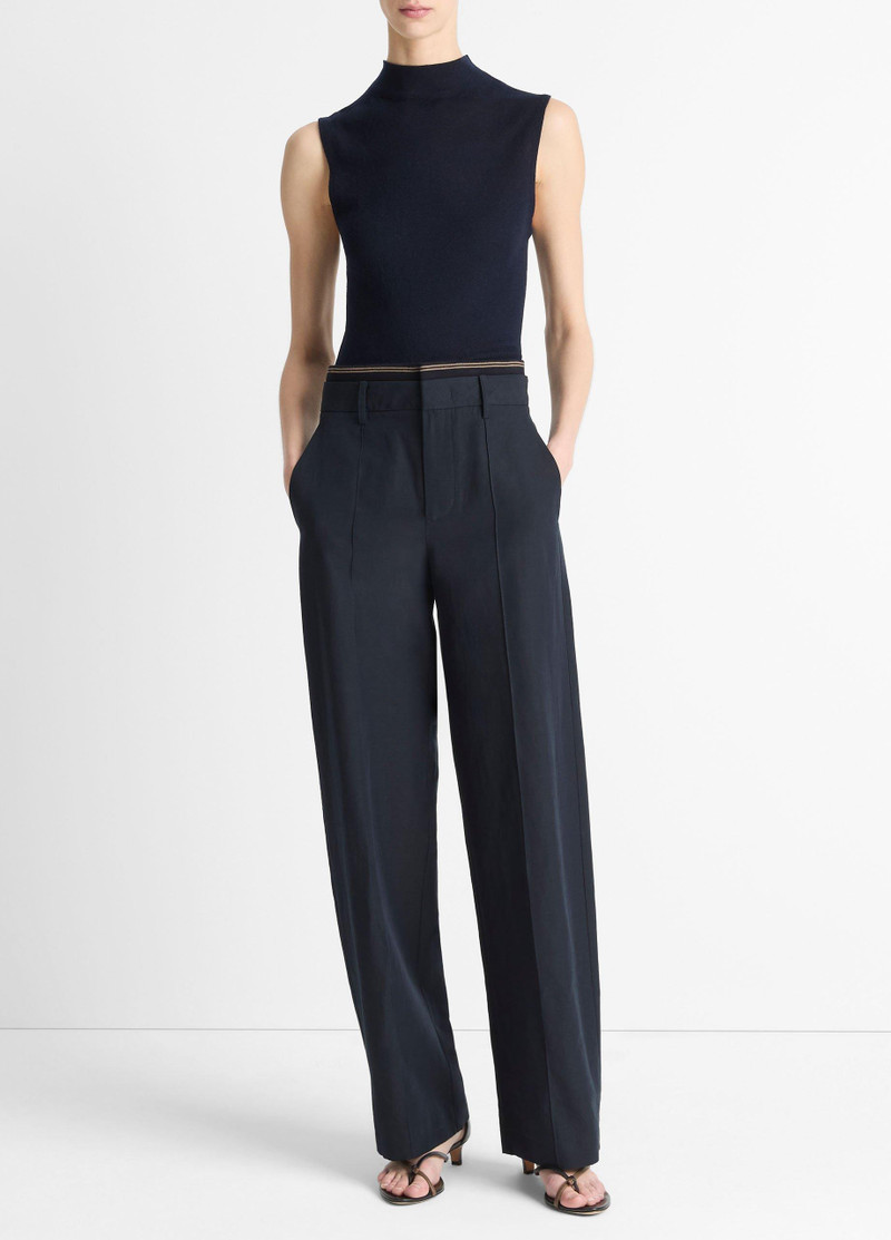 Rib-Trim Cotton-Blend High-Waist Trouser 1