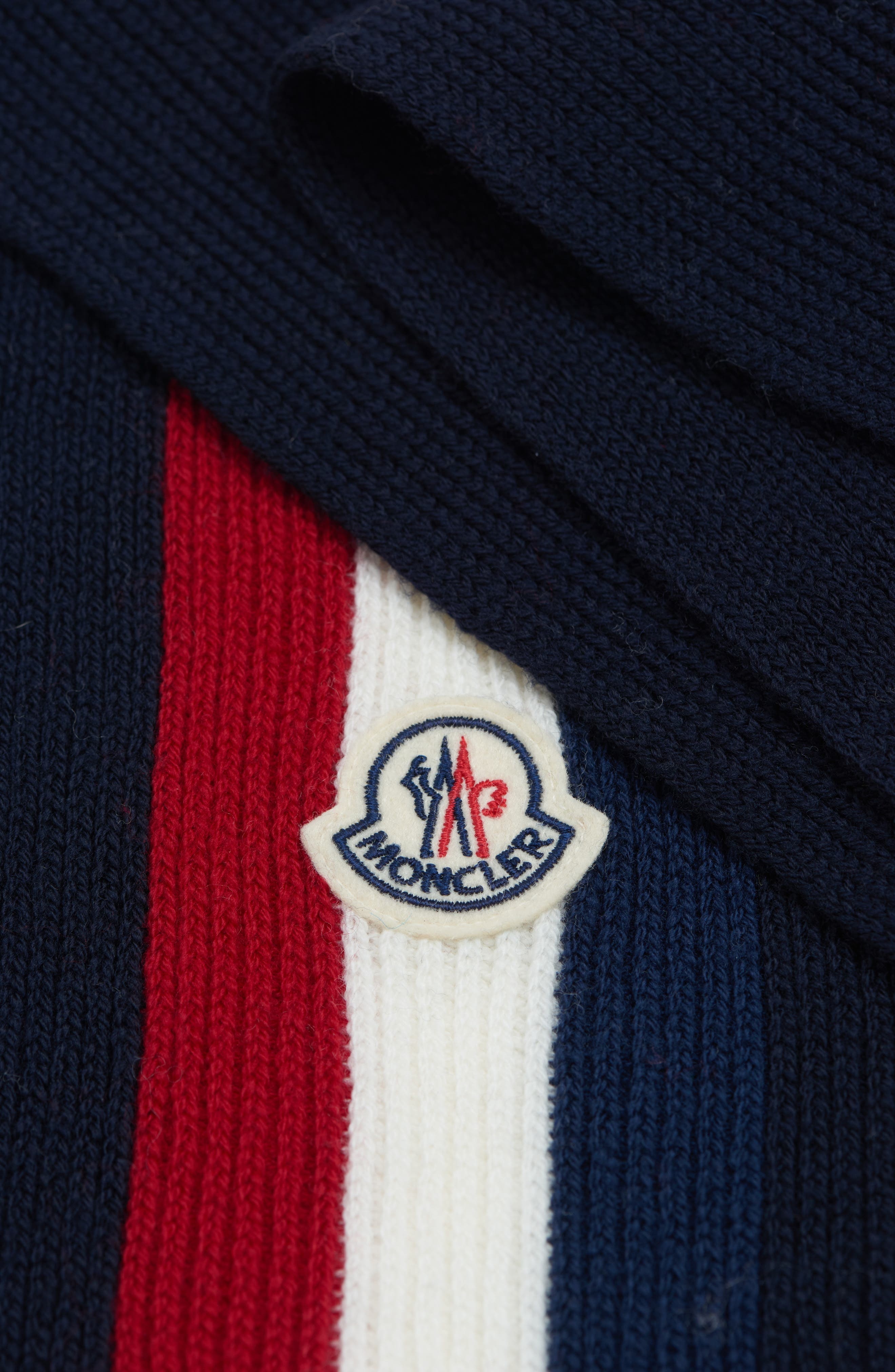 Moncler Logo Stripe Wool Scarf in Blue at Nordstrom - 3