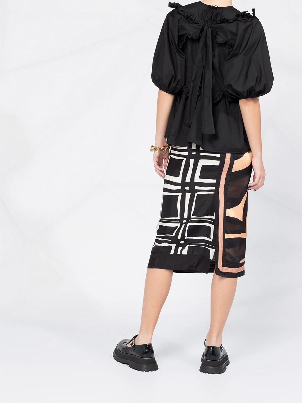 geometric print wrap skirt - 6