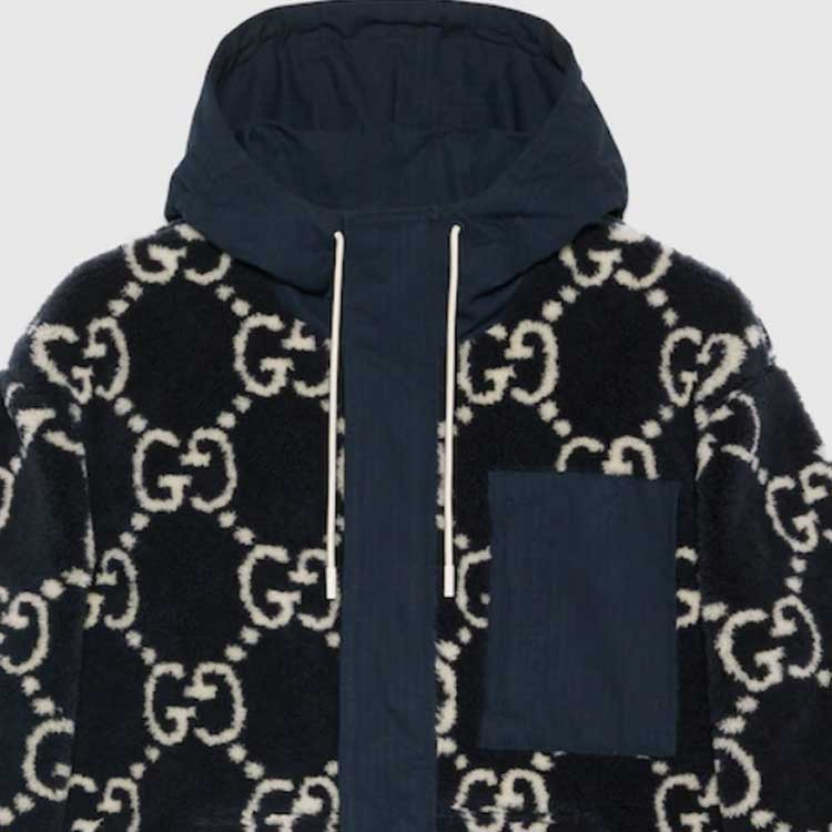 Gucci GG Fuzzy Fabric Jacquard Jacket 'Dark Blue' 771121-XJF4D-4100 - 5