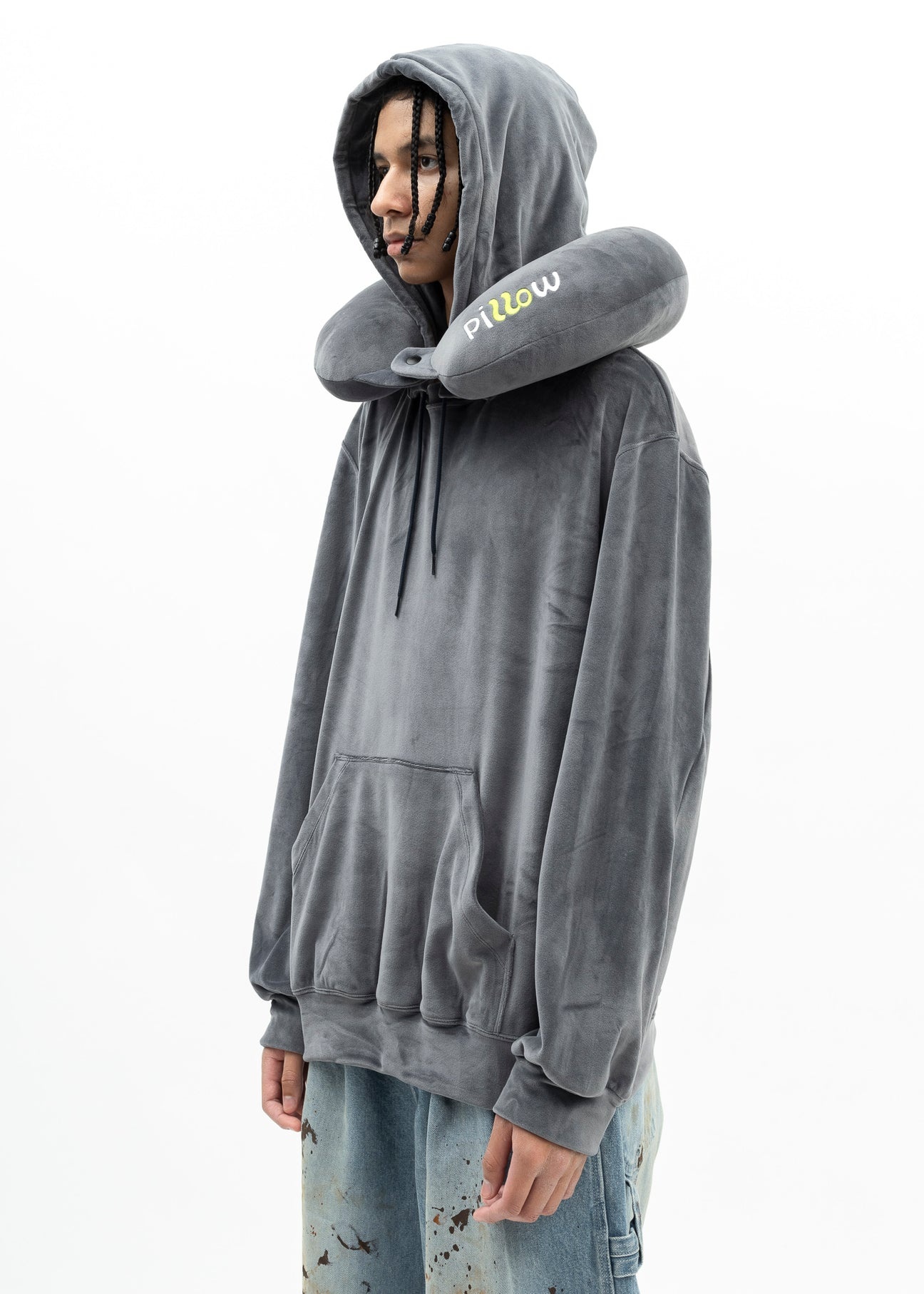 NAVY NECK PILLOW HOODIE - 3