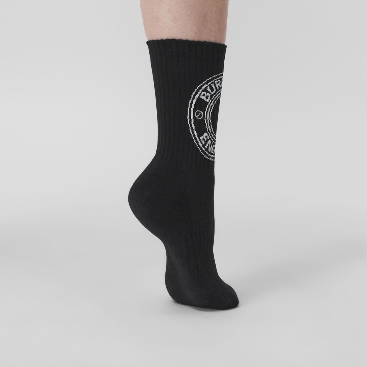 Logo Graphic Intarsia Technical Stretch Cotton Socks - 3