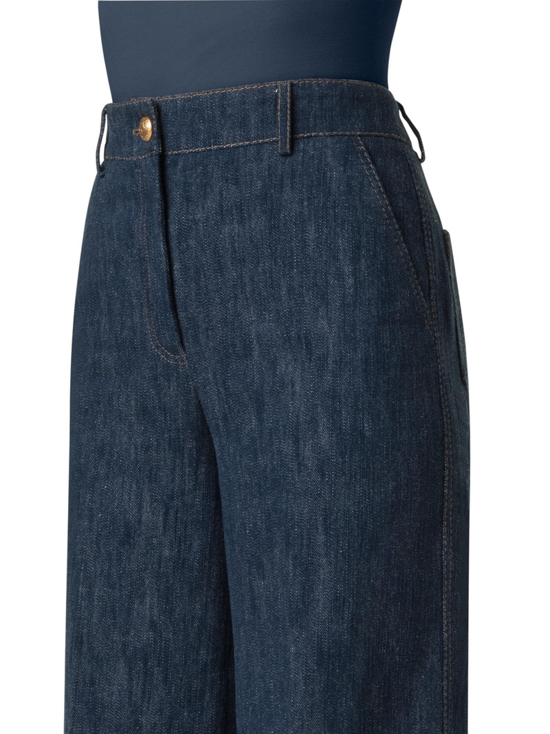 Women's Chiara Denim Wide-Leg Crop Jeans - Navy Denim 5