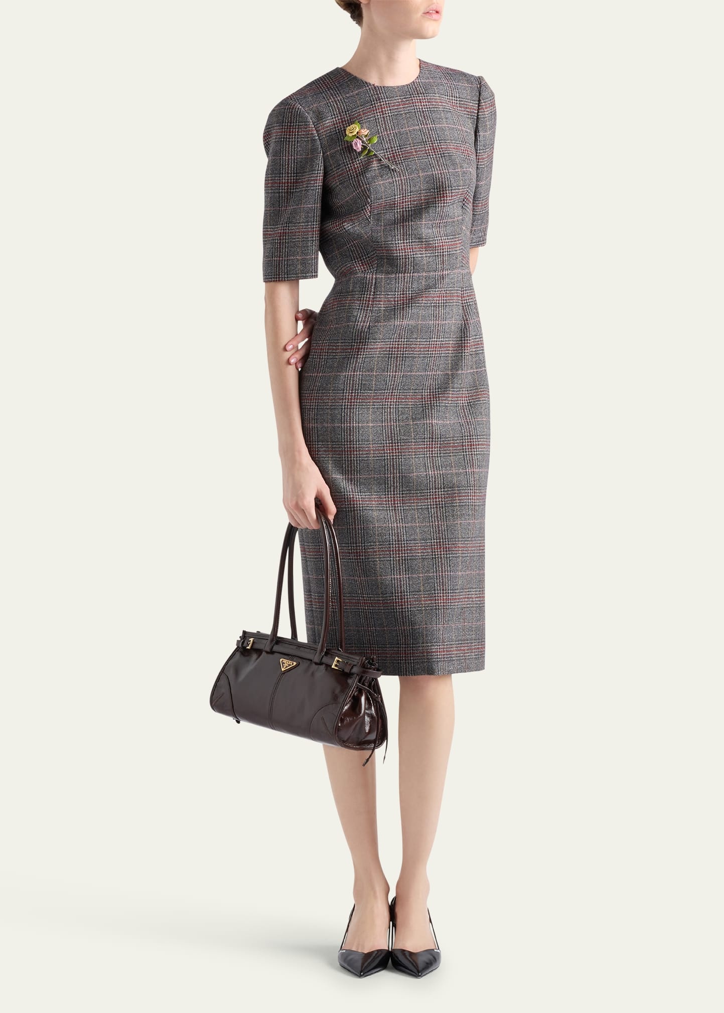 Prince of Wales Check Midi Wool Dress - 2