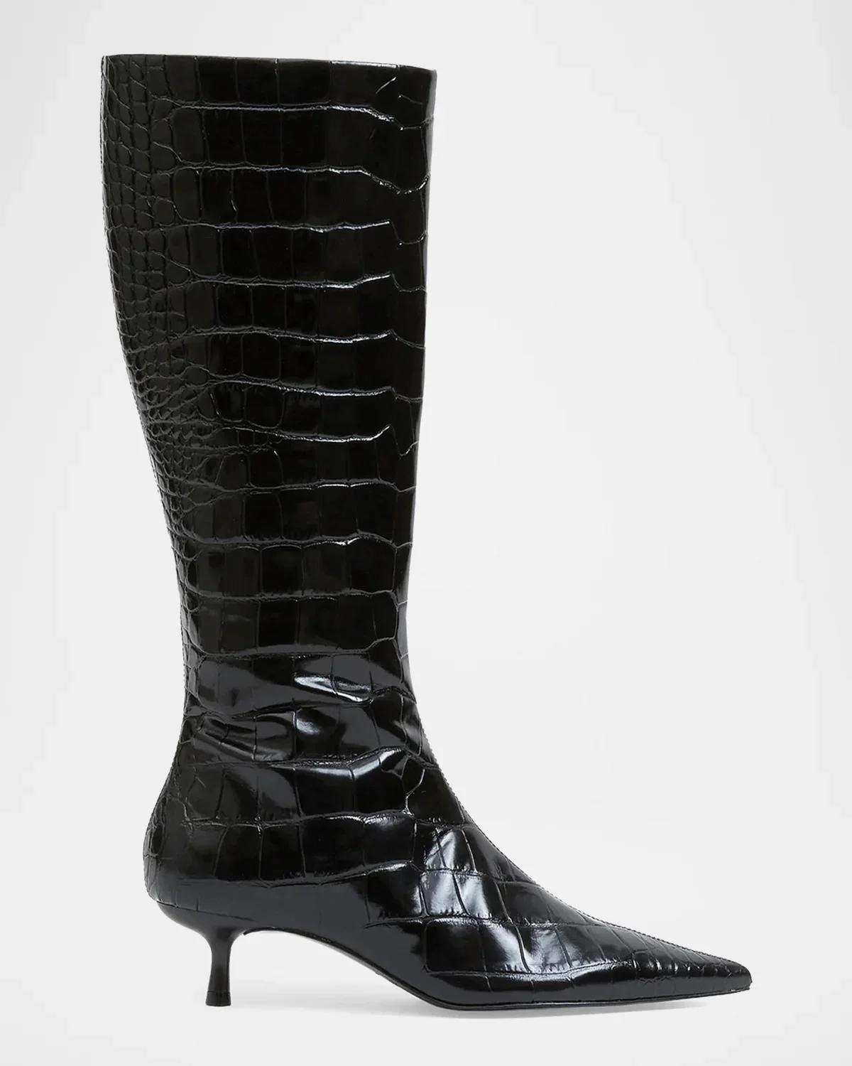 Janine Croc-Embossed Leather Knee-High Boots - 1