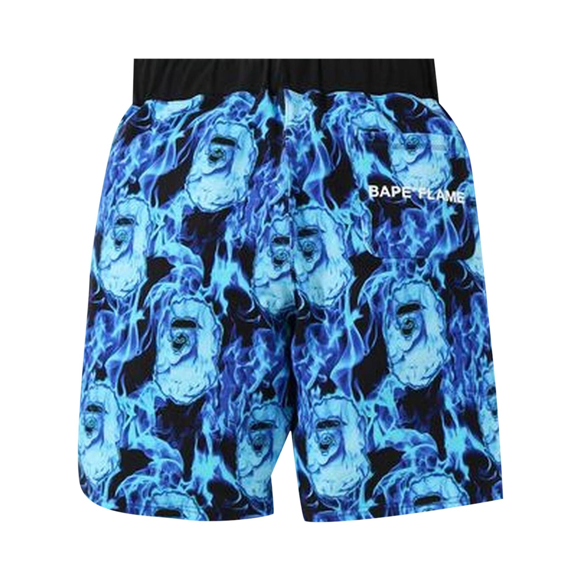 BAPE Flame Wide Sweat Shorts 'Sax' - 1