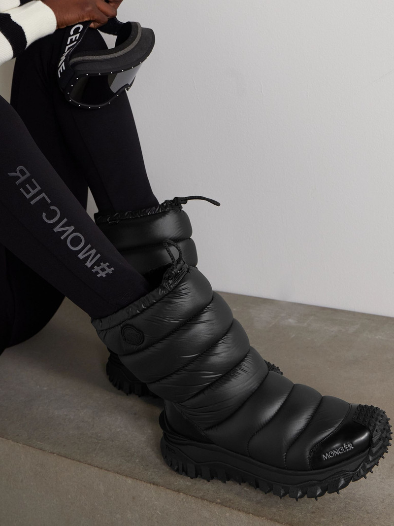 Moncler Trailgrip appliquéd quilted padded glossed leather-trimmed shell snow boots Black outlook