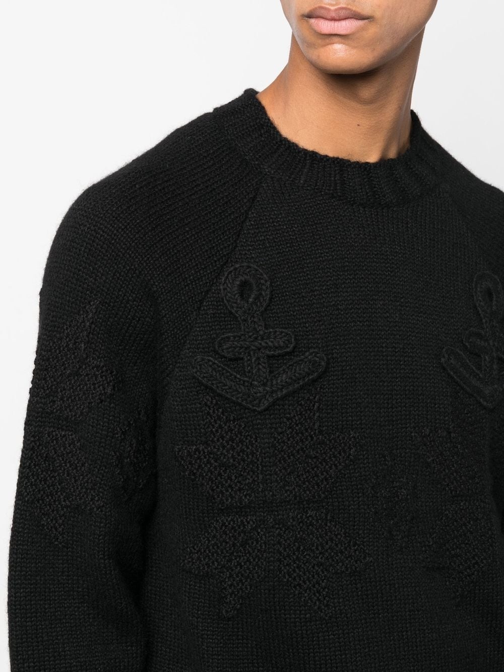 patch-detail crew neck jumper - 5