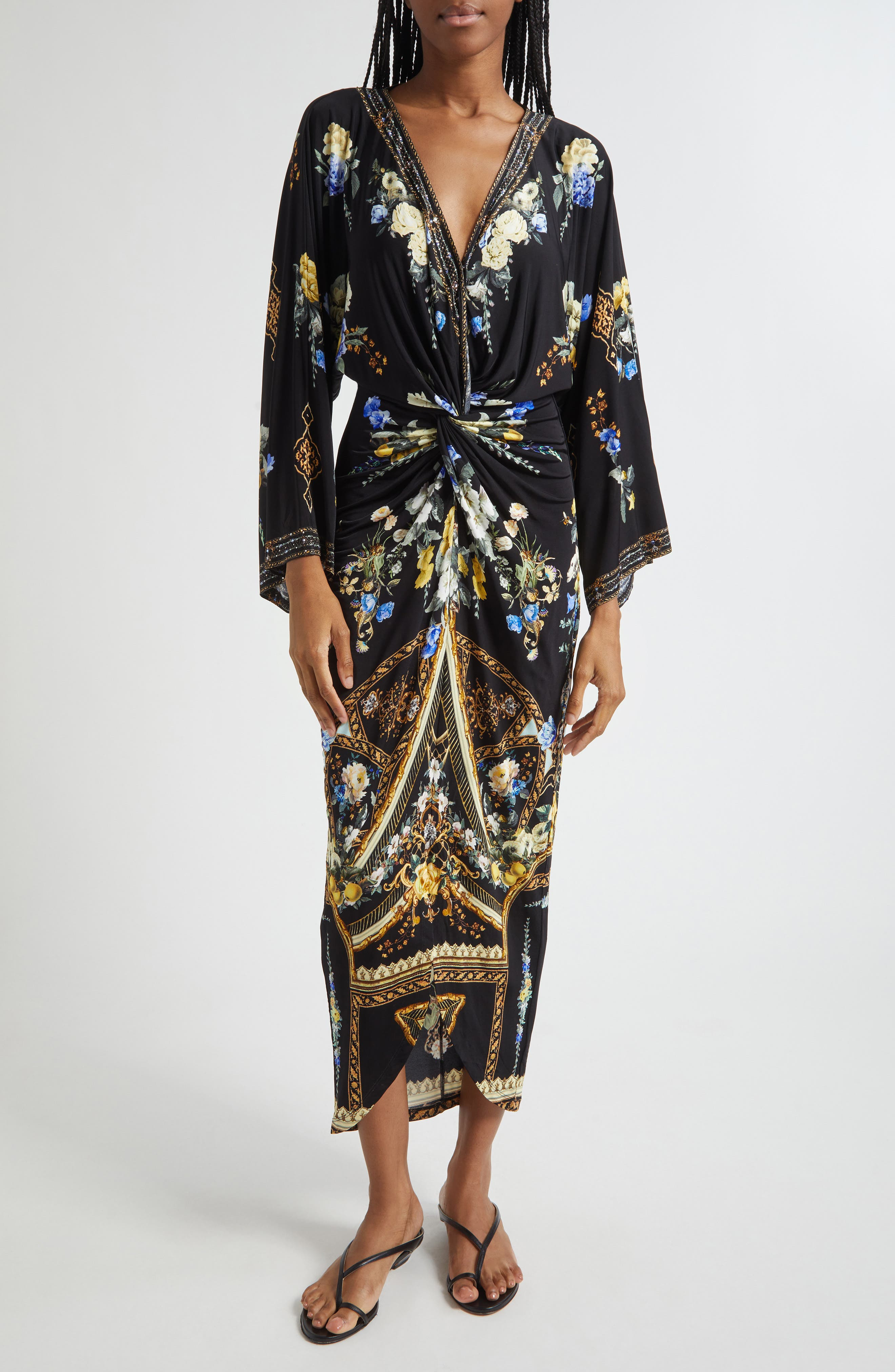 Camilla Long Sleeve Plunge Neck Dress in Ottoman Elegance at Nordstrom - 1