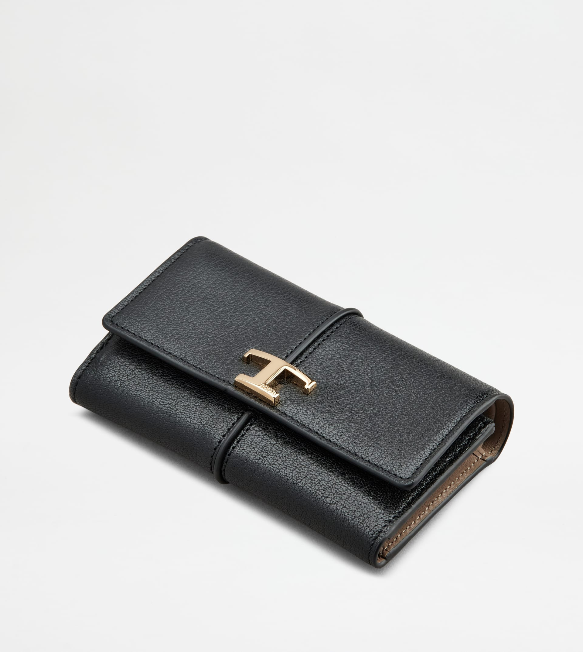 T TIMELESS WALLET IN LEATHER - BLACK, BEIGE - 3