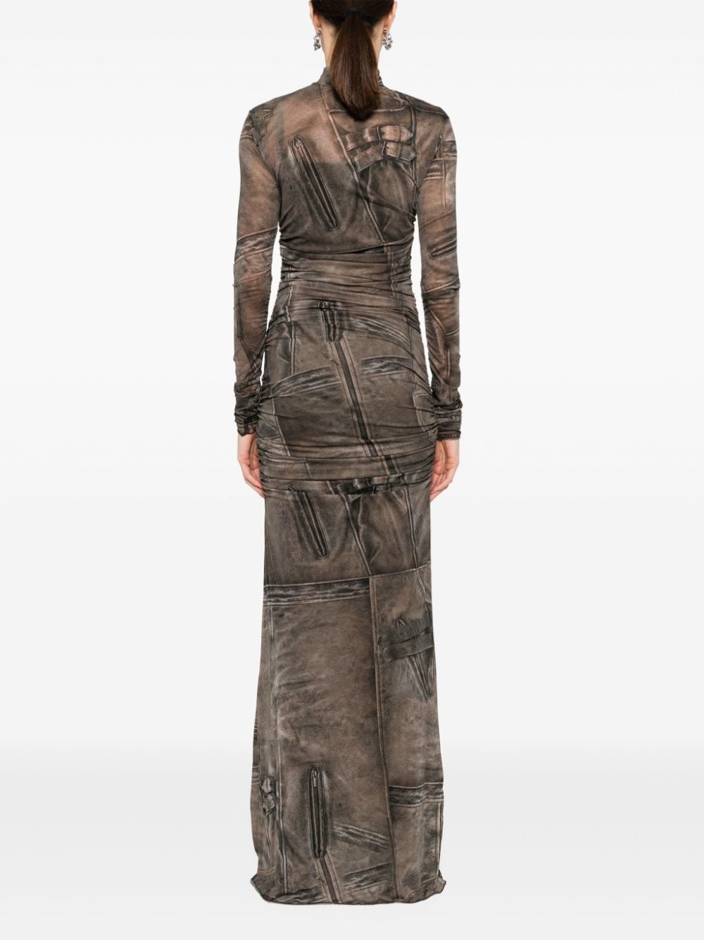 graphic-print ruched dress - 4