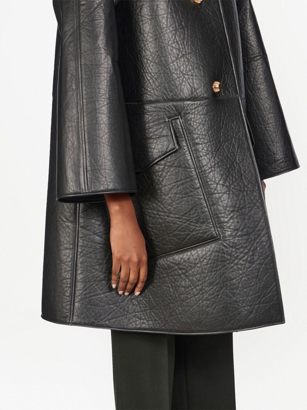 textured nappa-leather coat - 5