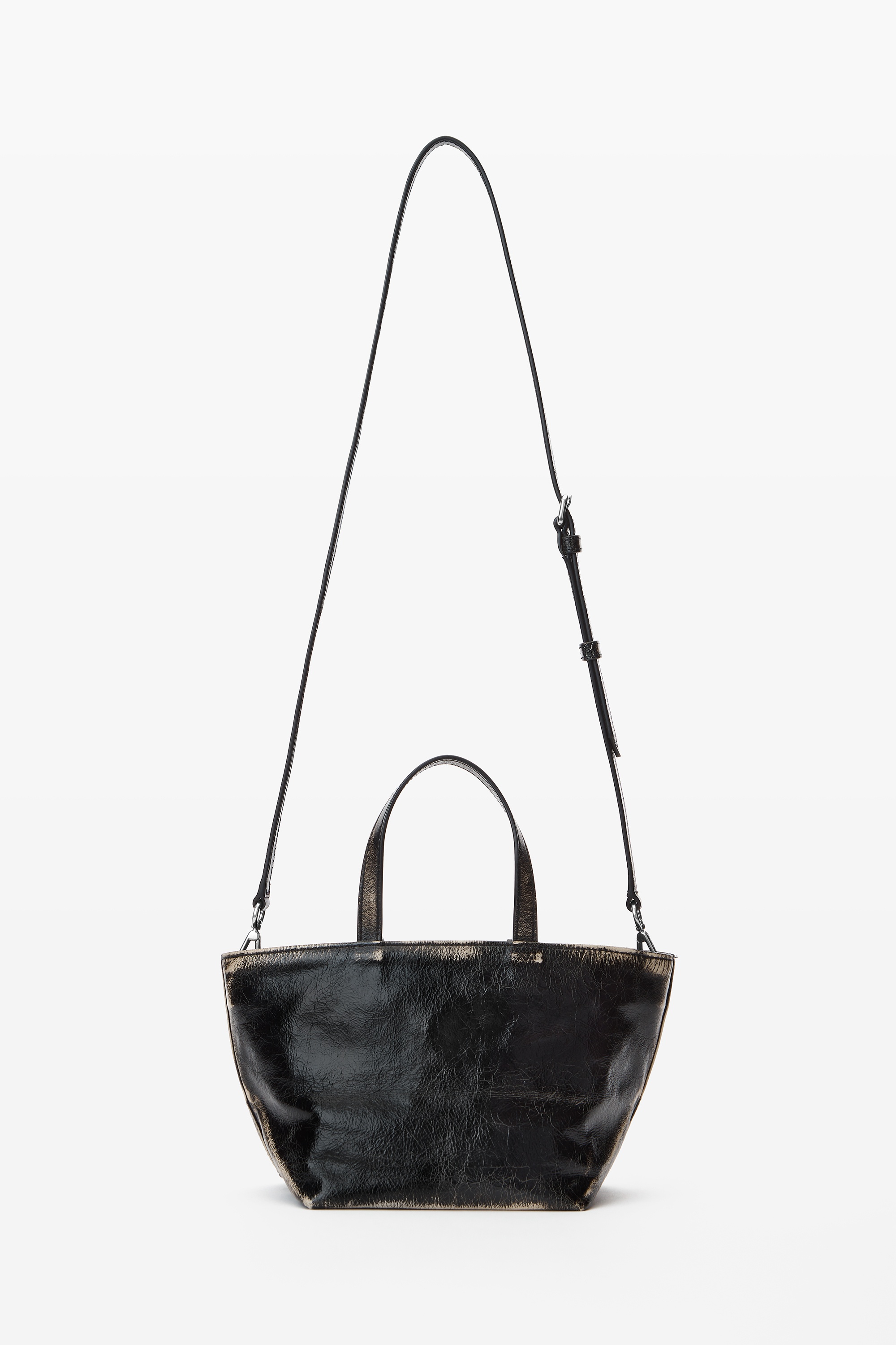 small punch tote in brushed-effect leather - 6