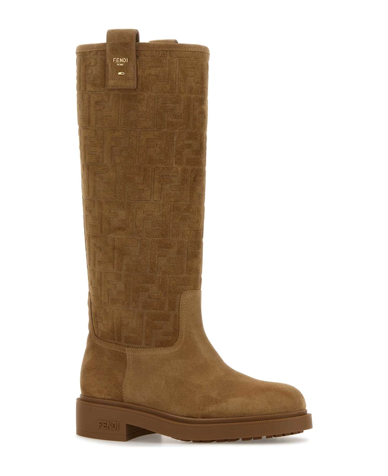 Camel Suede Fendi Filo Boots - 2