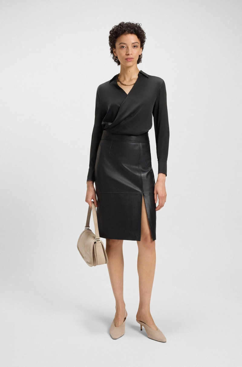 BOSS WRAP-FRONT BLOUSE IN STRETCH SILK outlook