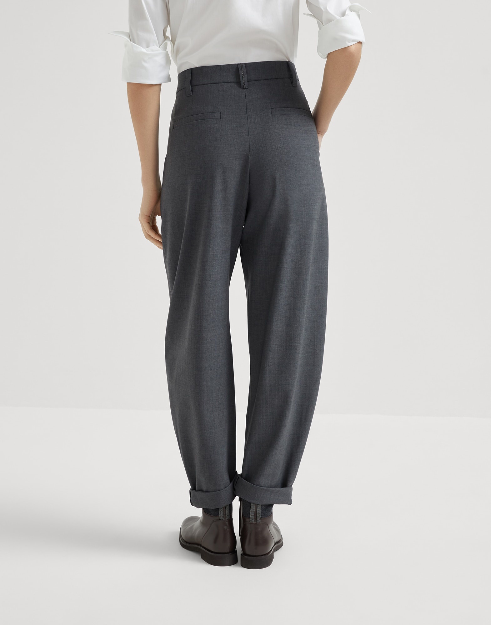Tropical luxury wool slouchy trousers with monili - 2