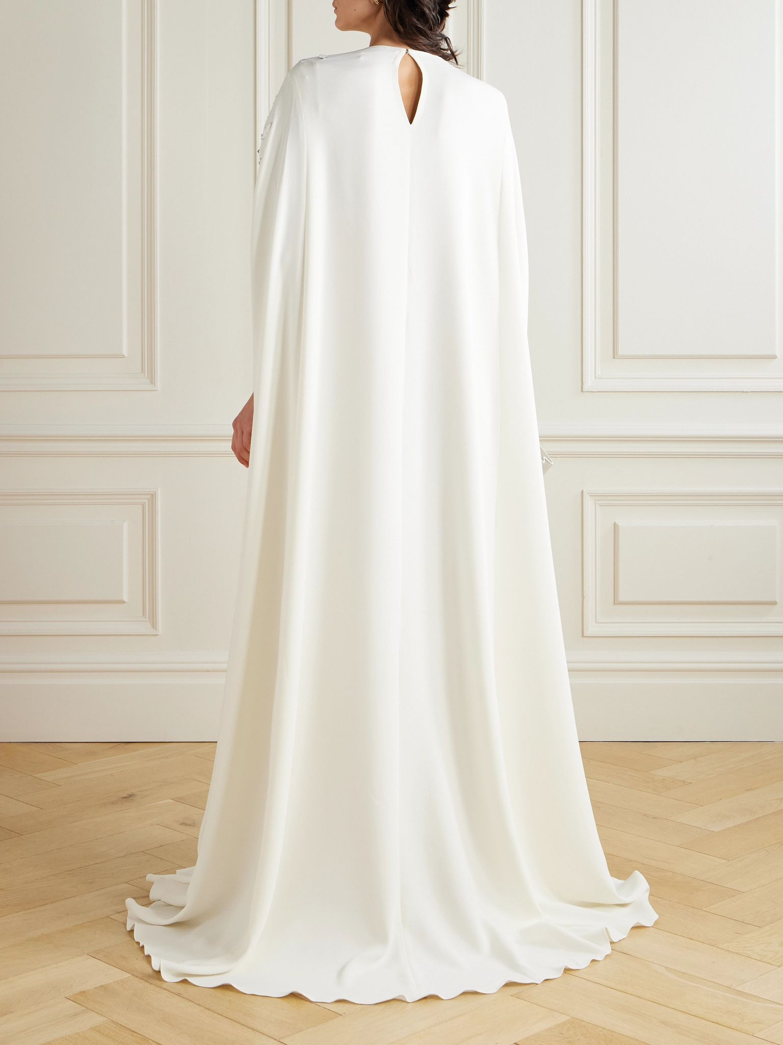 Embellished stretch-silk georgette gown Ivory - 3
