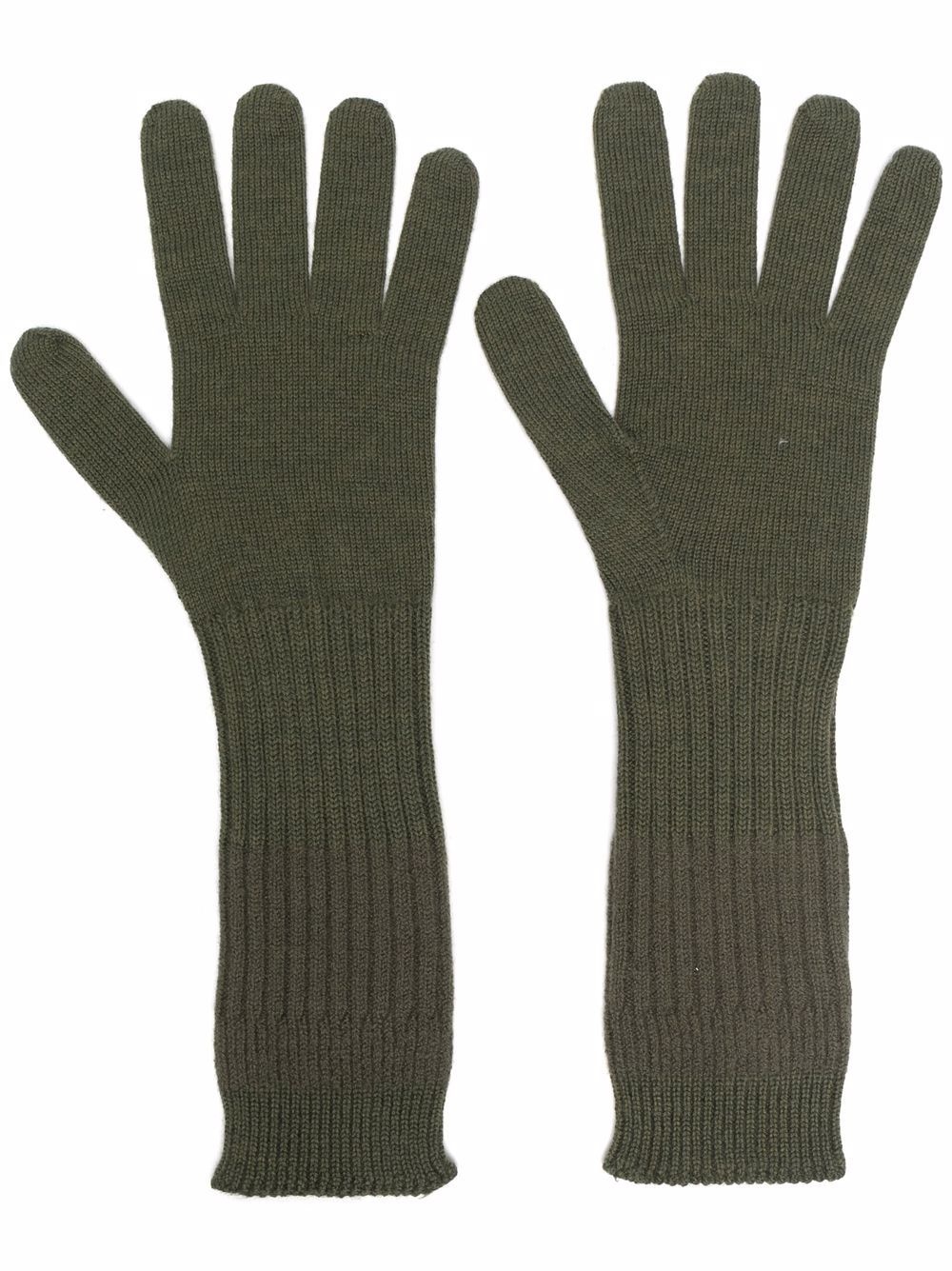 ribbed-knit wool gloves - 1