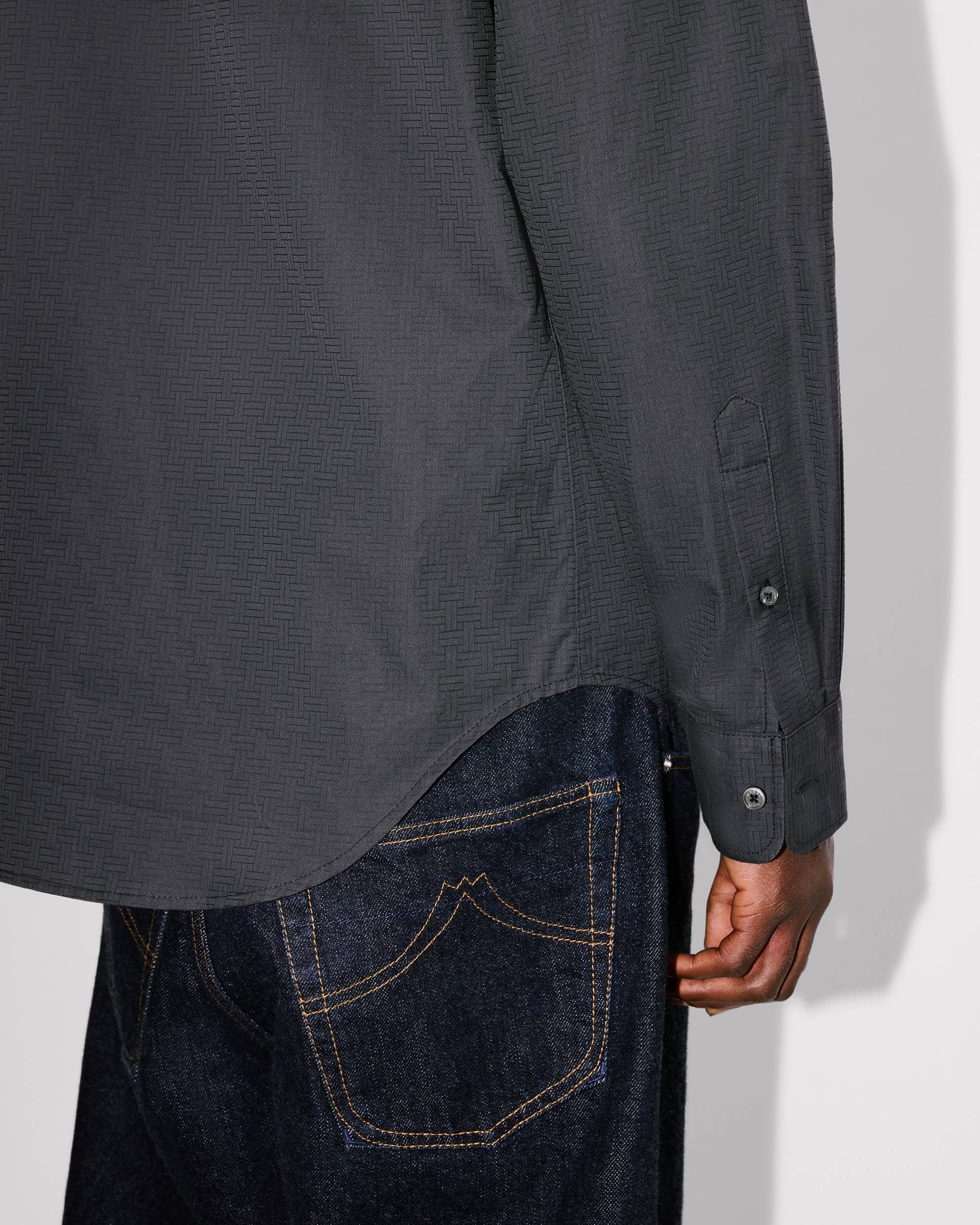 'KENZO Weave' slim shirt in cotton jacquard - 8