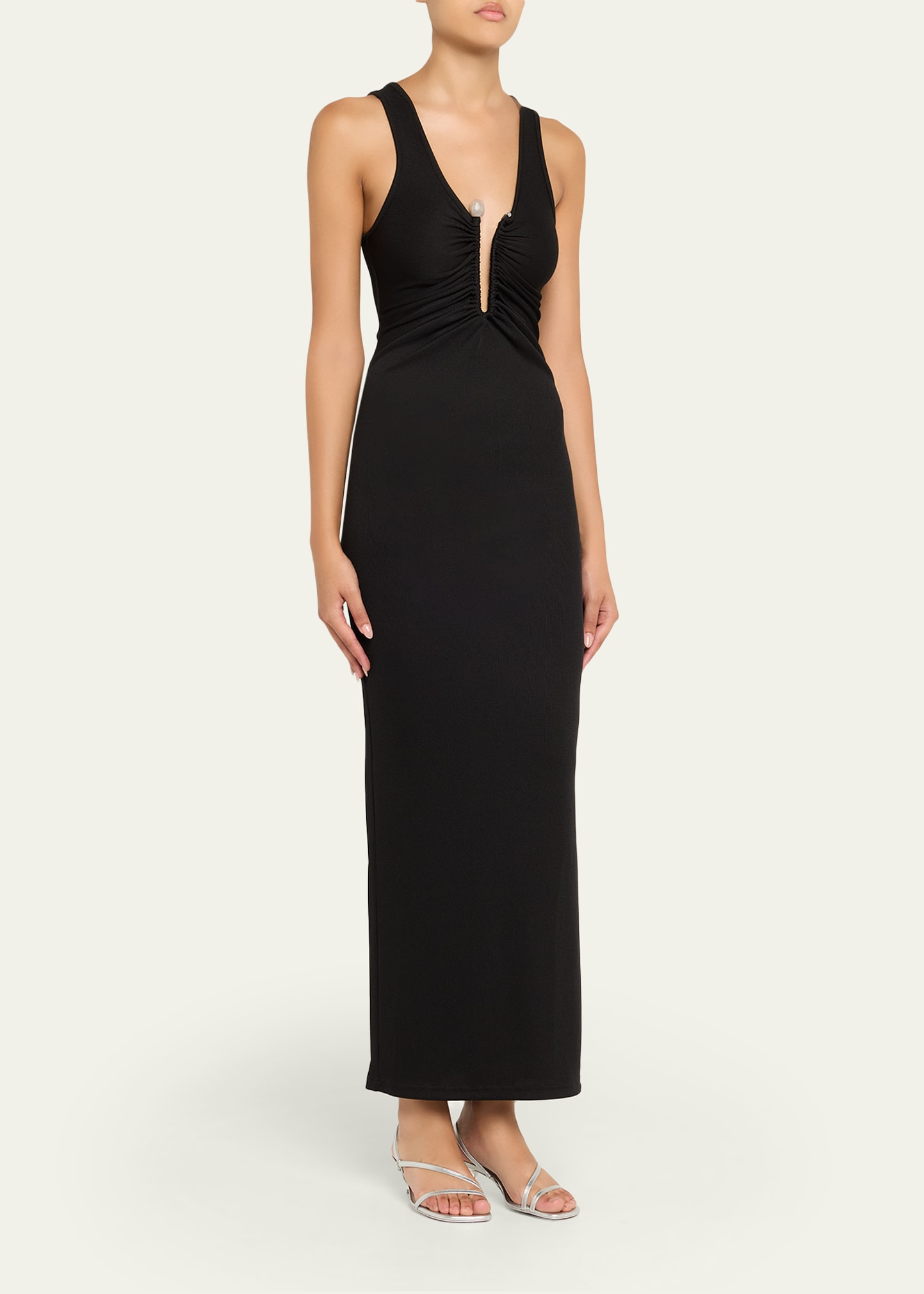 Crystal Pin Ruched Maxi Tank Dress - 4