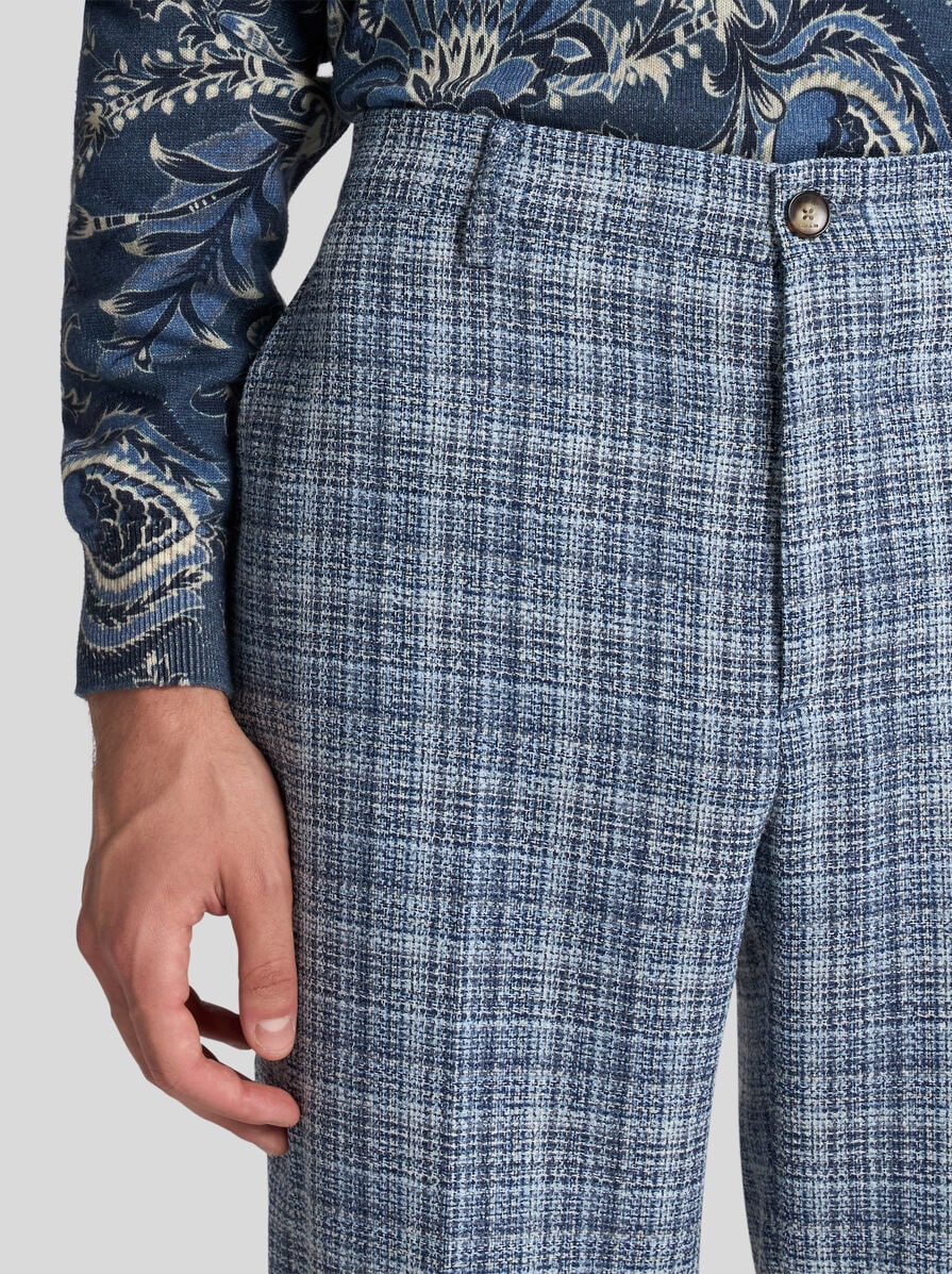 CHECK WOOL-BLEND TROUSERS - 3