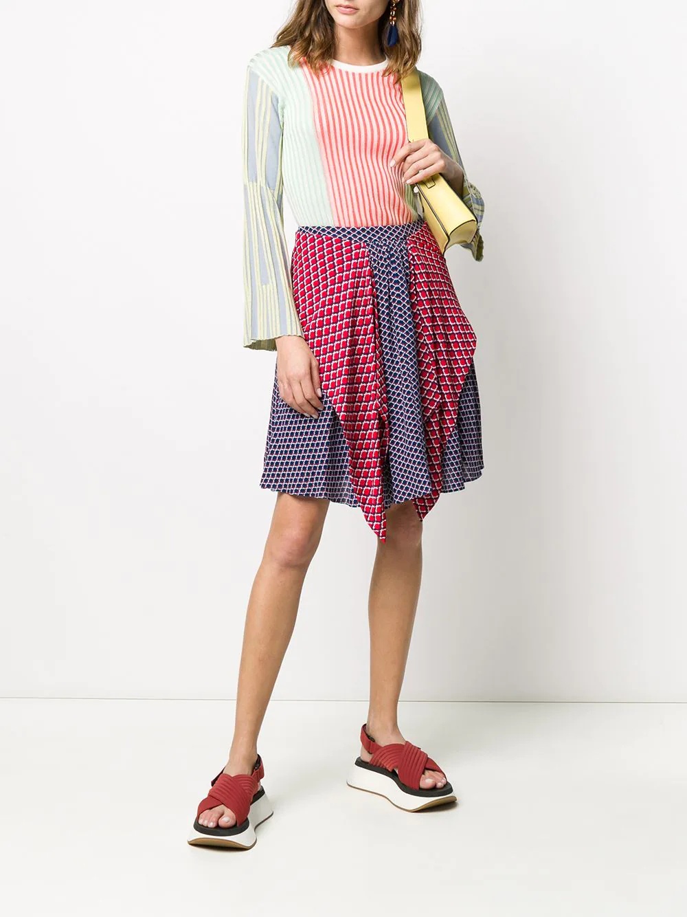 panelled geometric-print skirt - 2