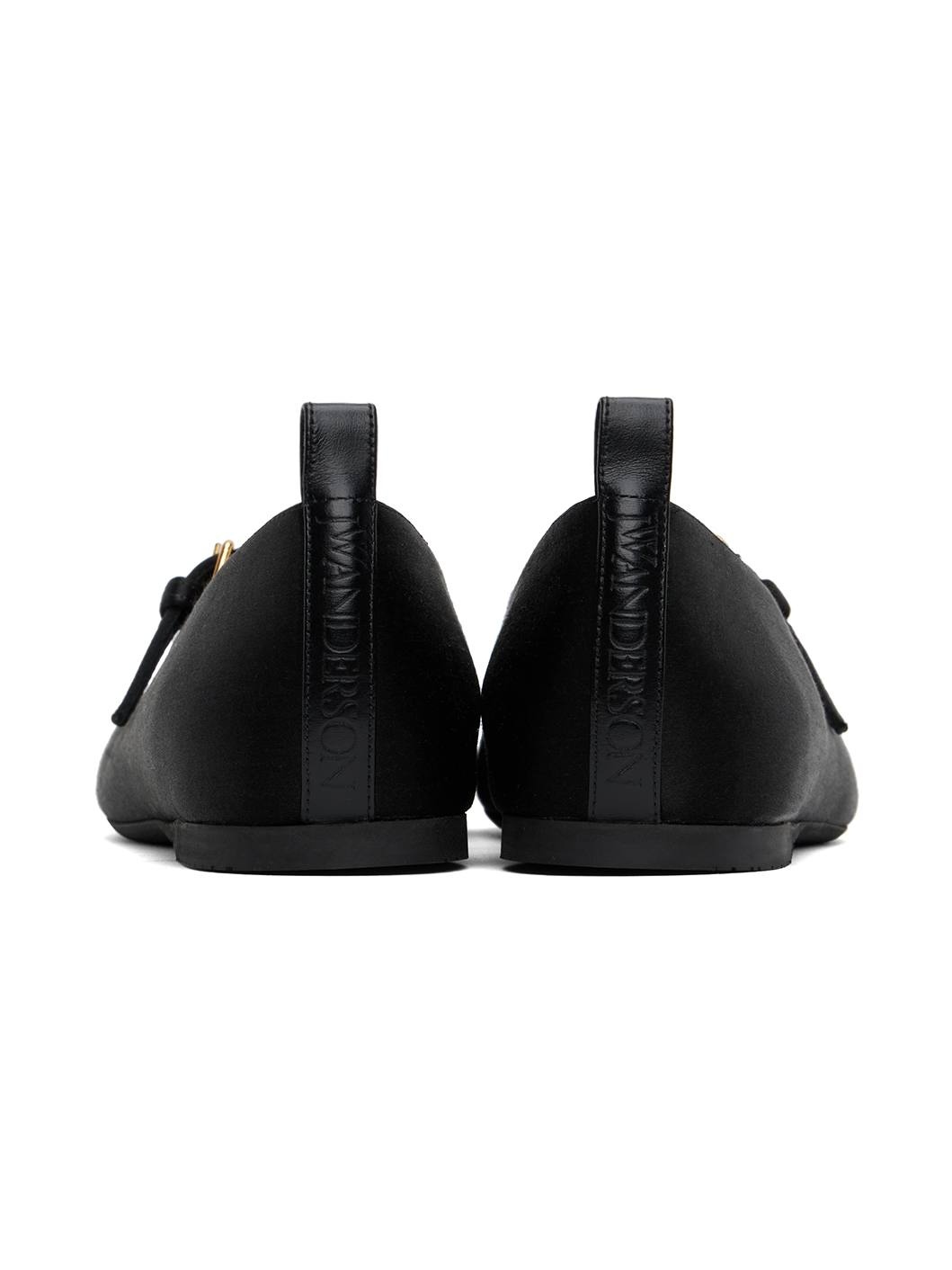 Black Satin Ballerina Flats - 2