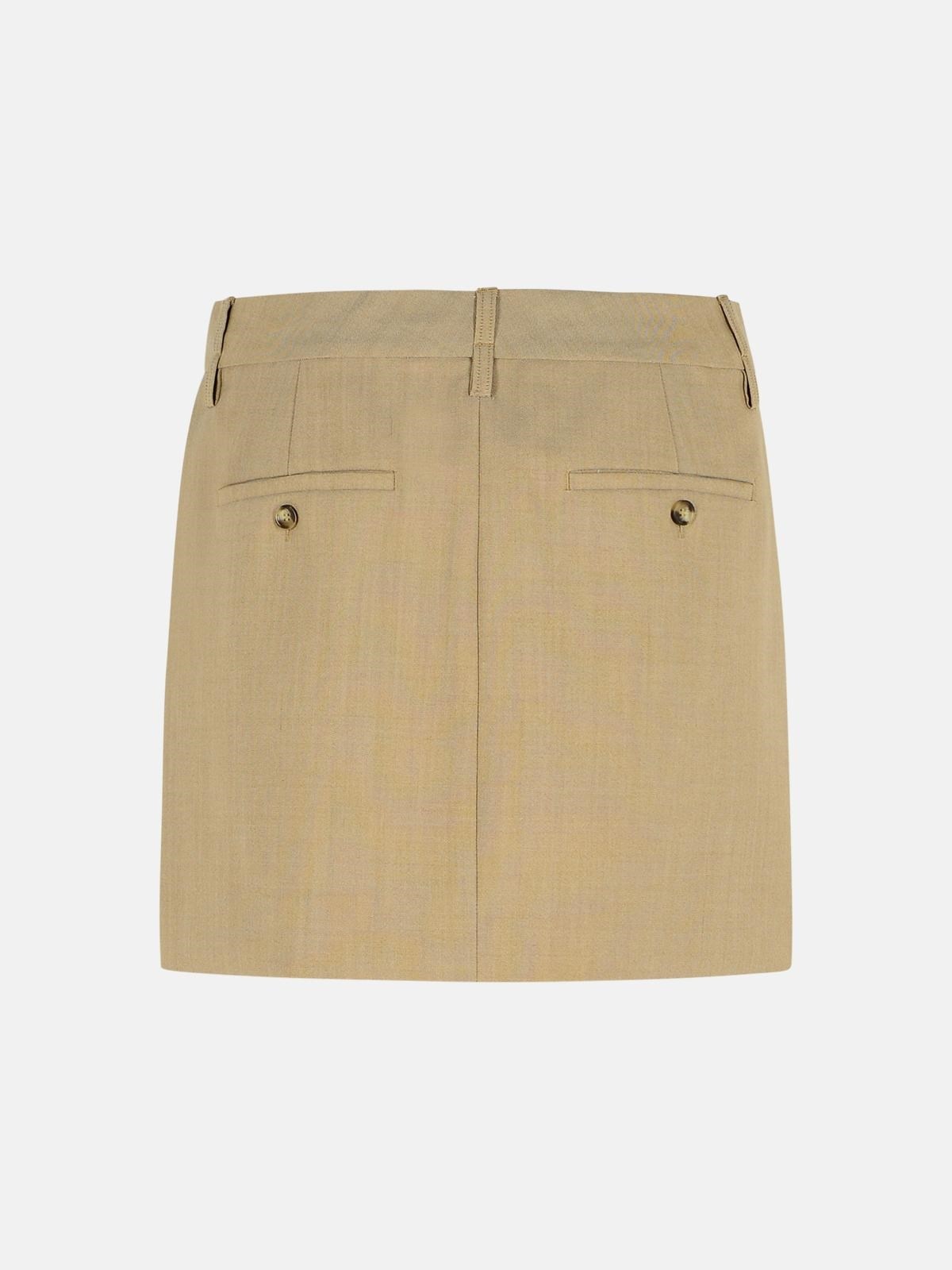 'FIFY' BEIGE BROWN VIRGIN WOOL MINISKIRT - 3
