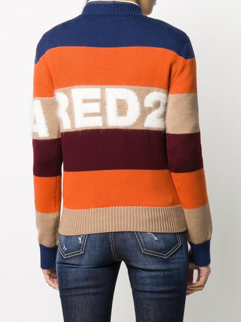 striped wool blend logo jumper - 4