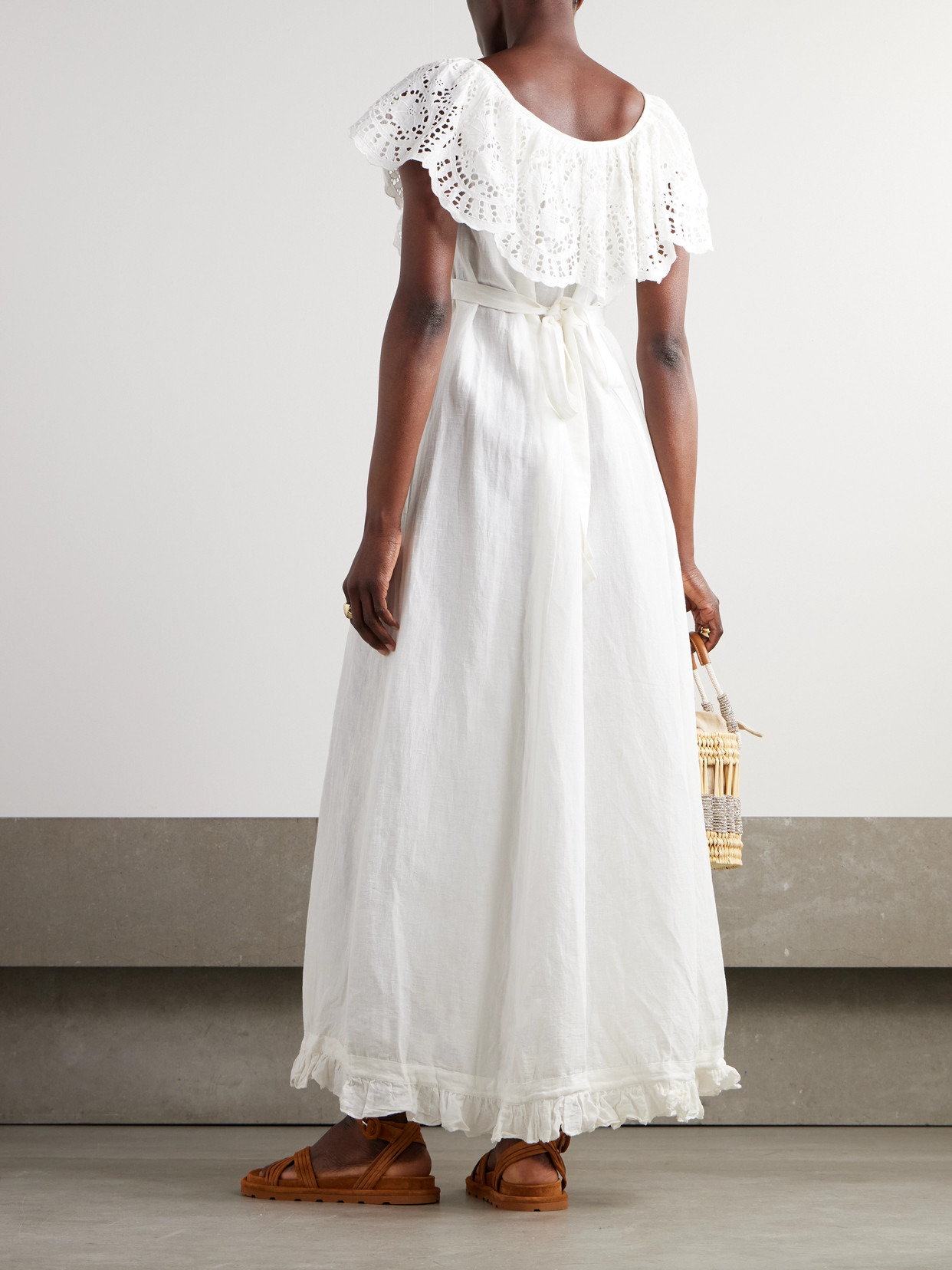 Milos Ruffled Broderie Anglaise Linen And Cotton-blend Maxi Dress - 3