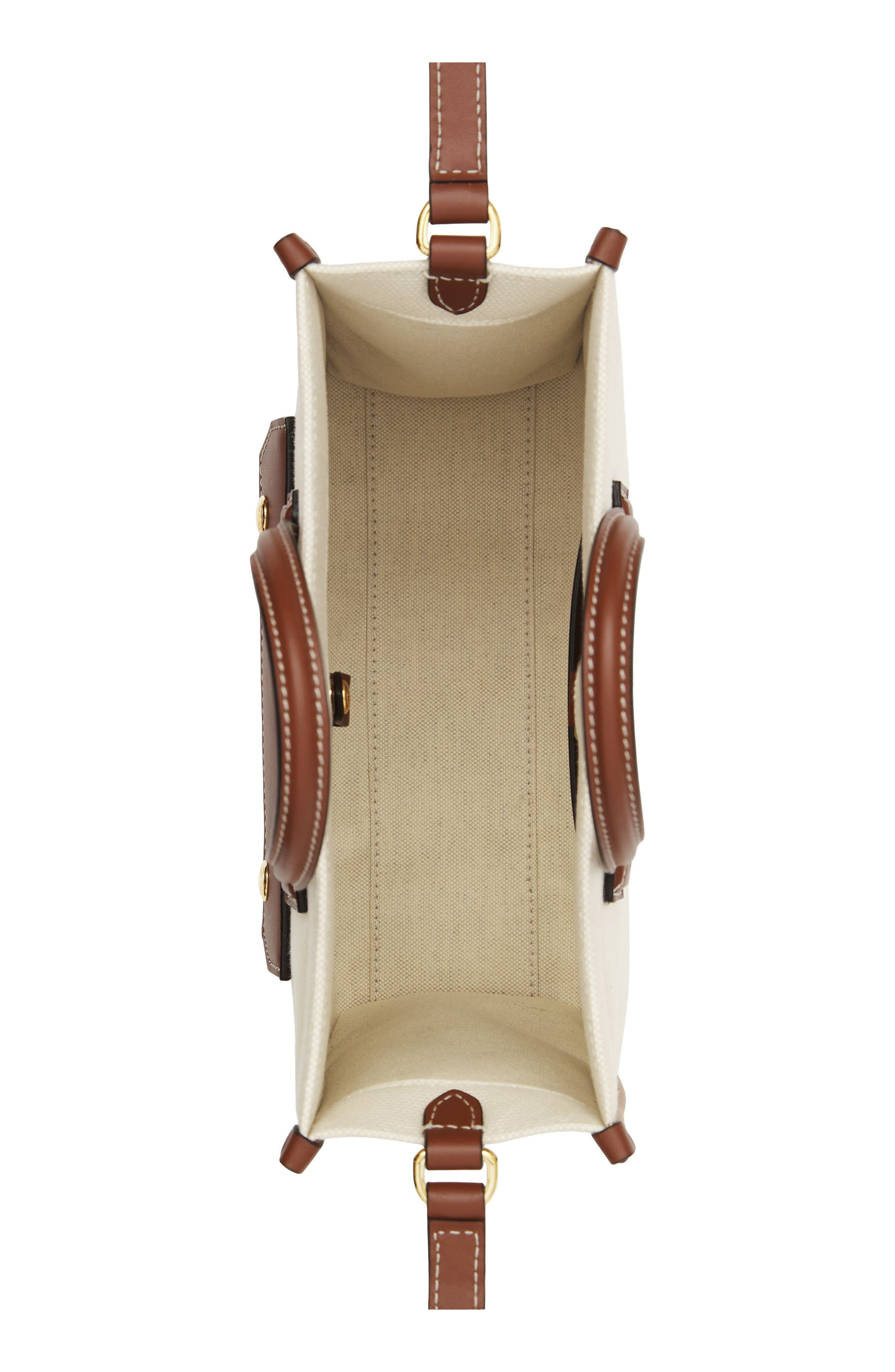 burberry Mini Towner Horseferry Print Canvas & Leather Tote in Natural/Tan at Nordstrom - 4