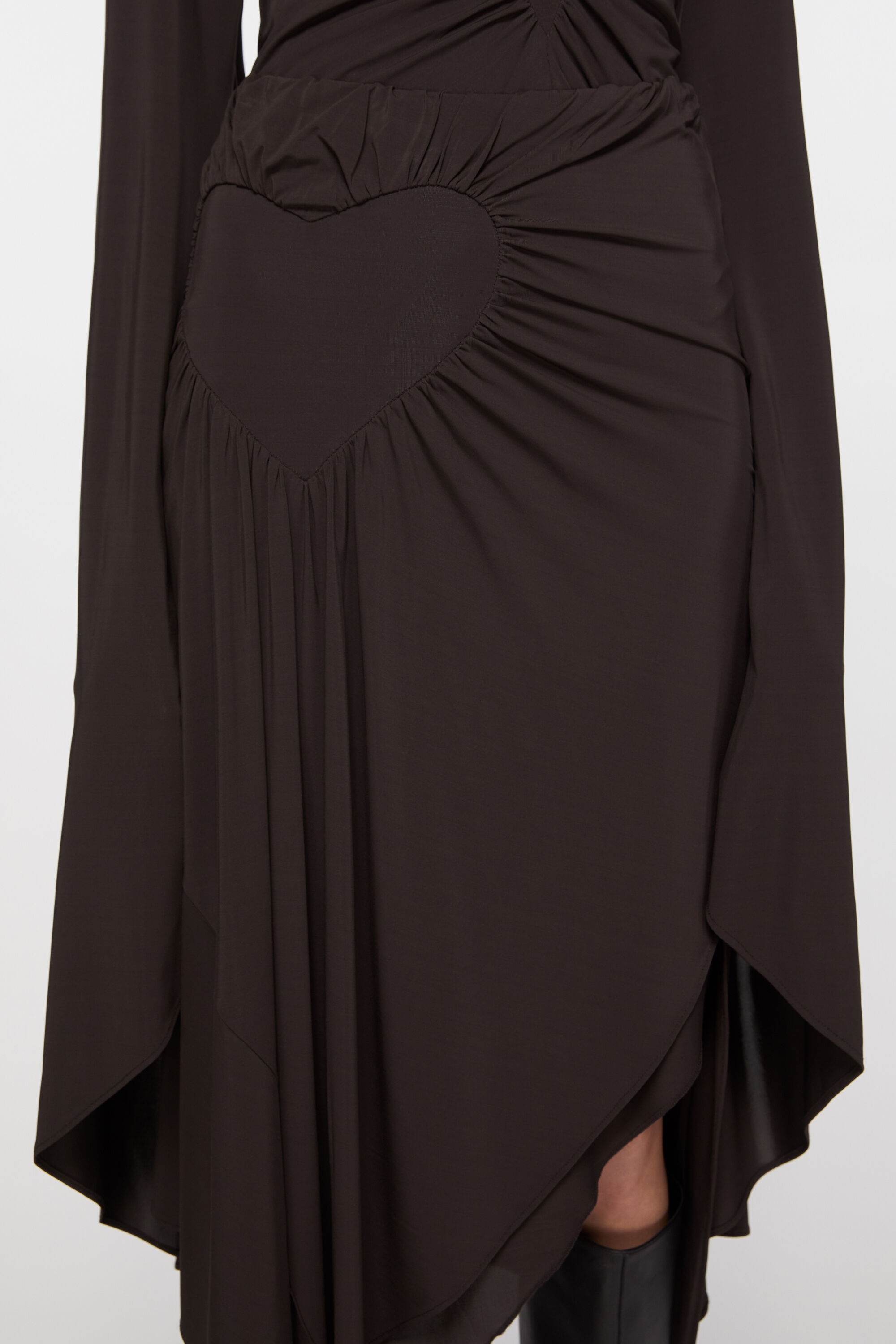 Asymmetric midi skirt - Chestnut brown - 5