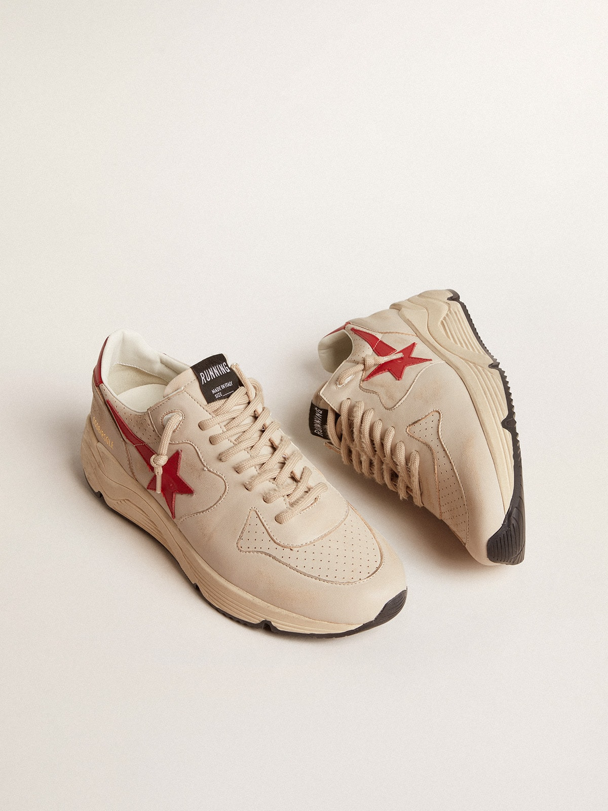 Running Sole in gray nappa leather with red nappa leather star and heel tab - 2
