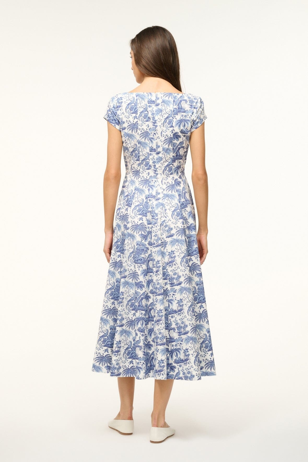 STAUD SHORT SLEEVE WELLS DRESS BLUE TOILE - 5