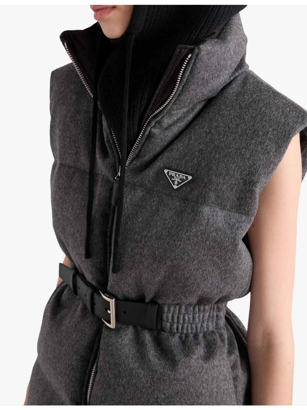 Branded High-Neck Wool-Down Gilet - 5