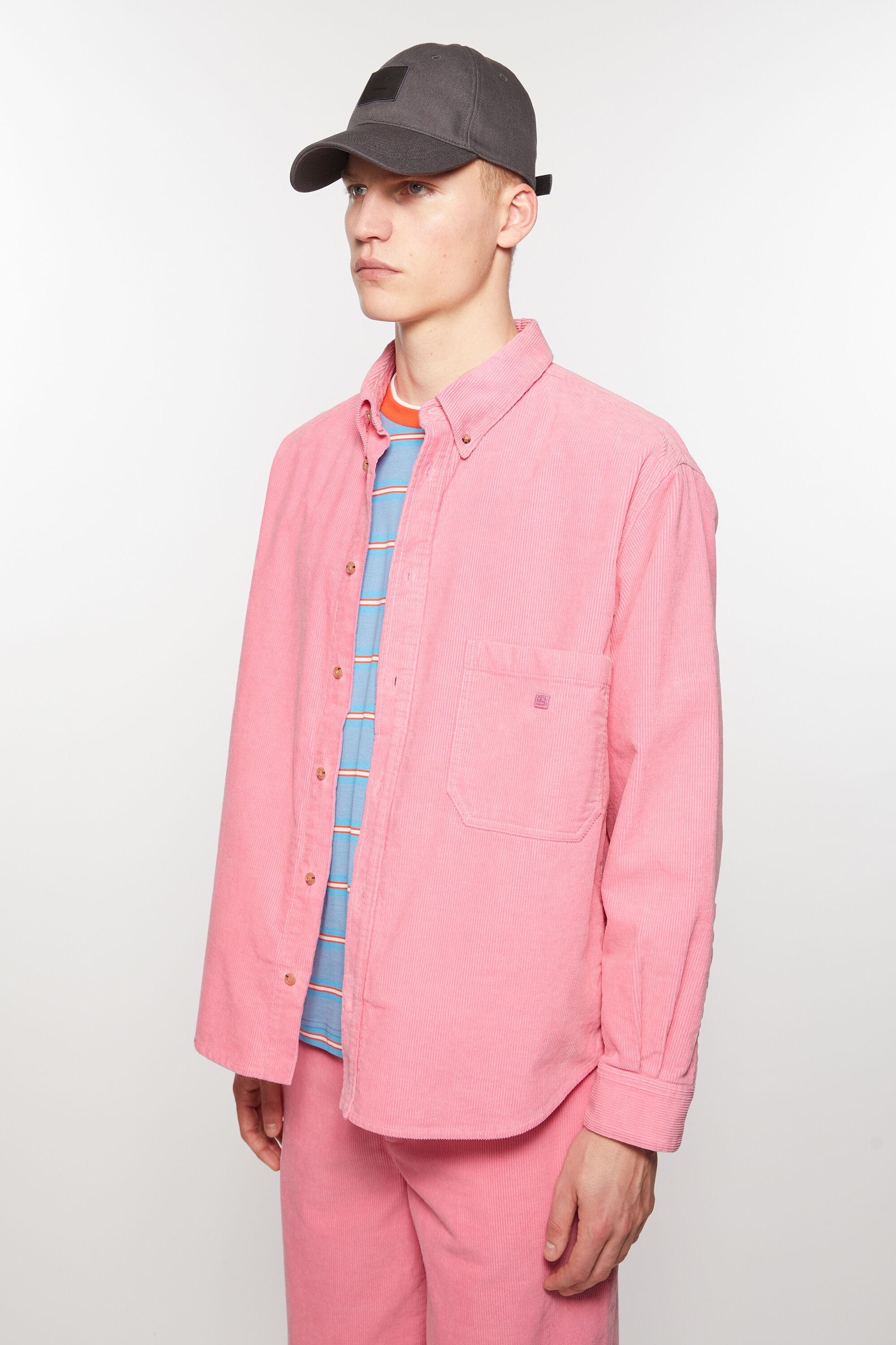 Corduroy overshirt - Tango pink - 3