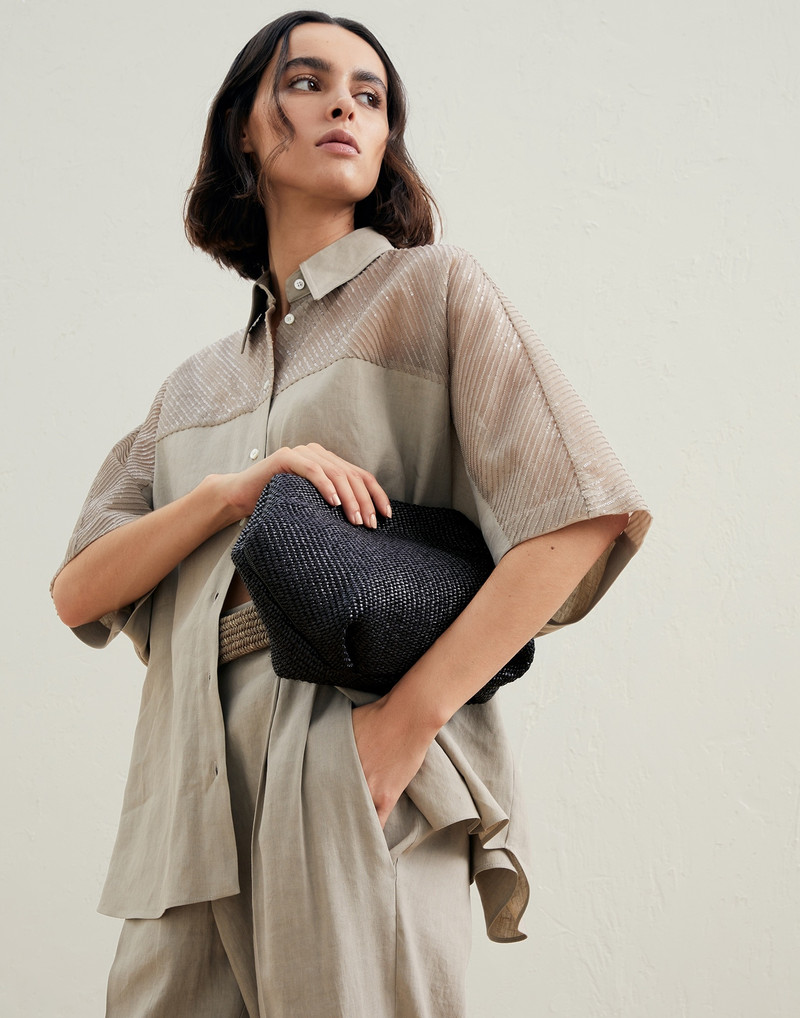 Brunello Cucinelli Techno raffia shoulder bag with monili outlook