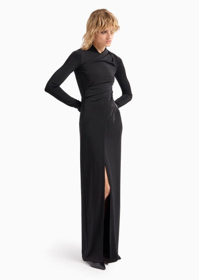 GIORGIO ARMANI ASV long dress in stretch viscose jersey with rhinestones outlook