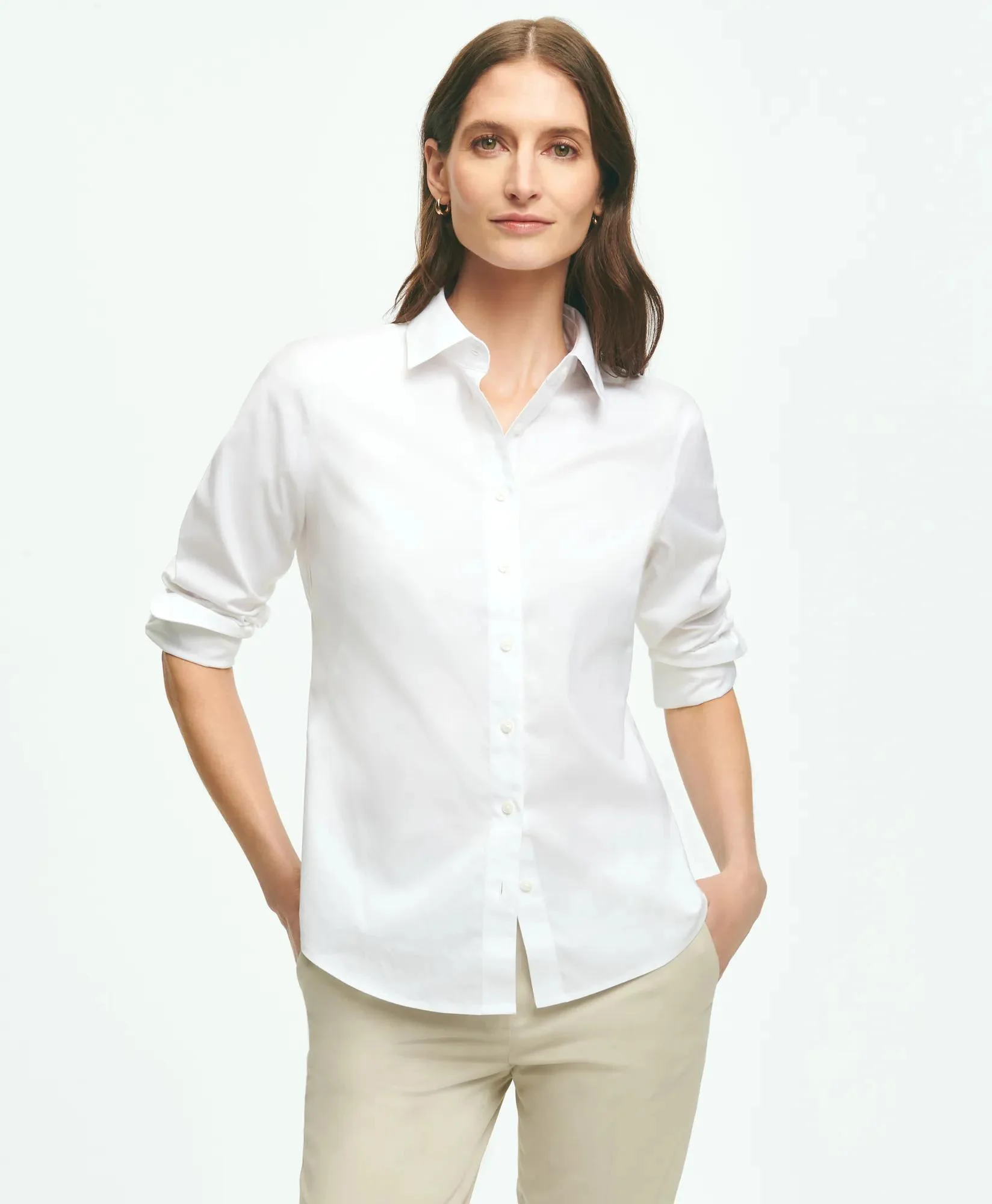 Fitted Non-Iron Stretch Supima® Cotton Dress Shirt - 1