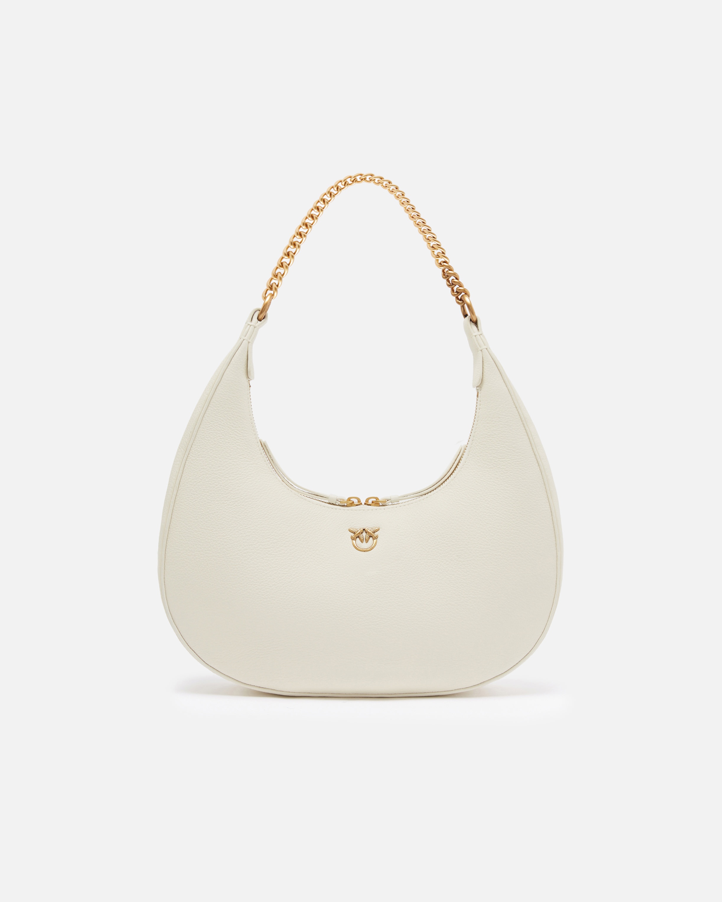 LARGE TUMBLED LEATHER SHOULDER BAG WITH CHAIN - 1