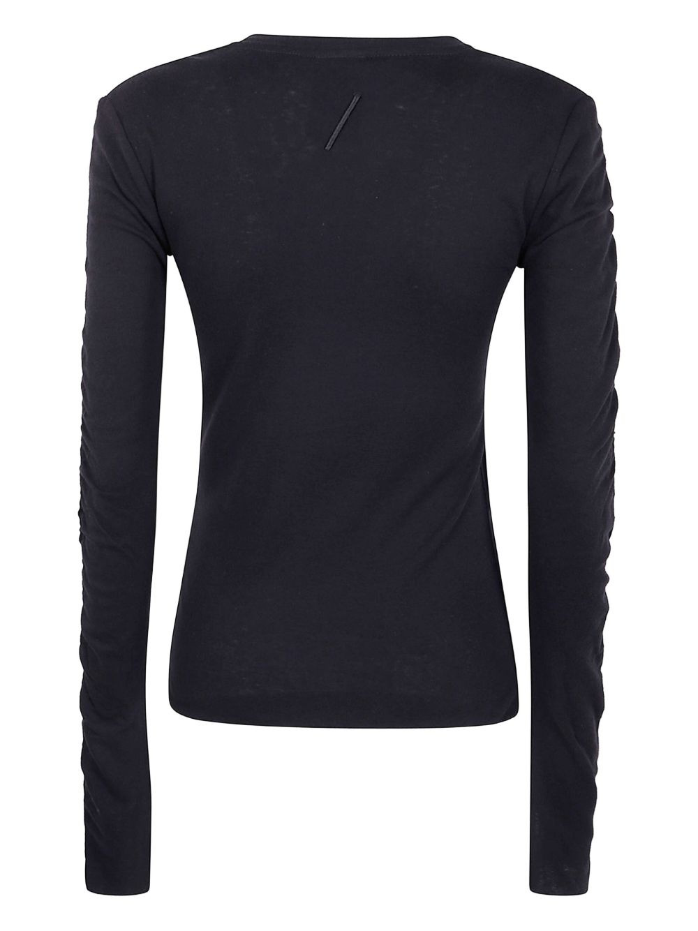 V-neck gathered-sleeve top - 2