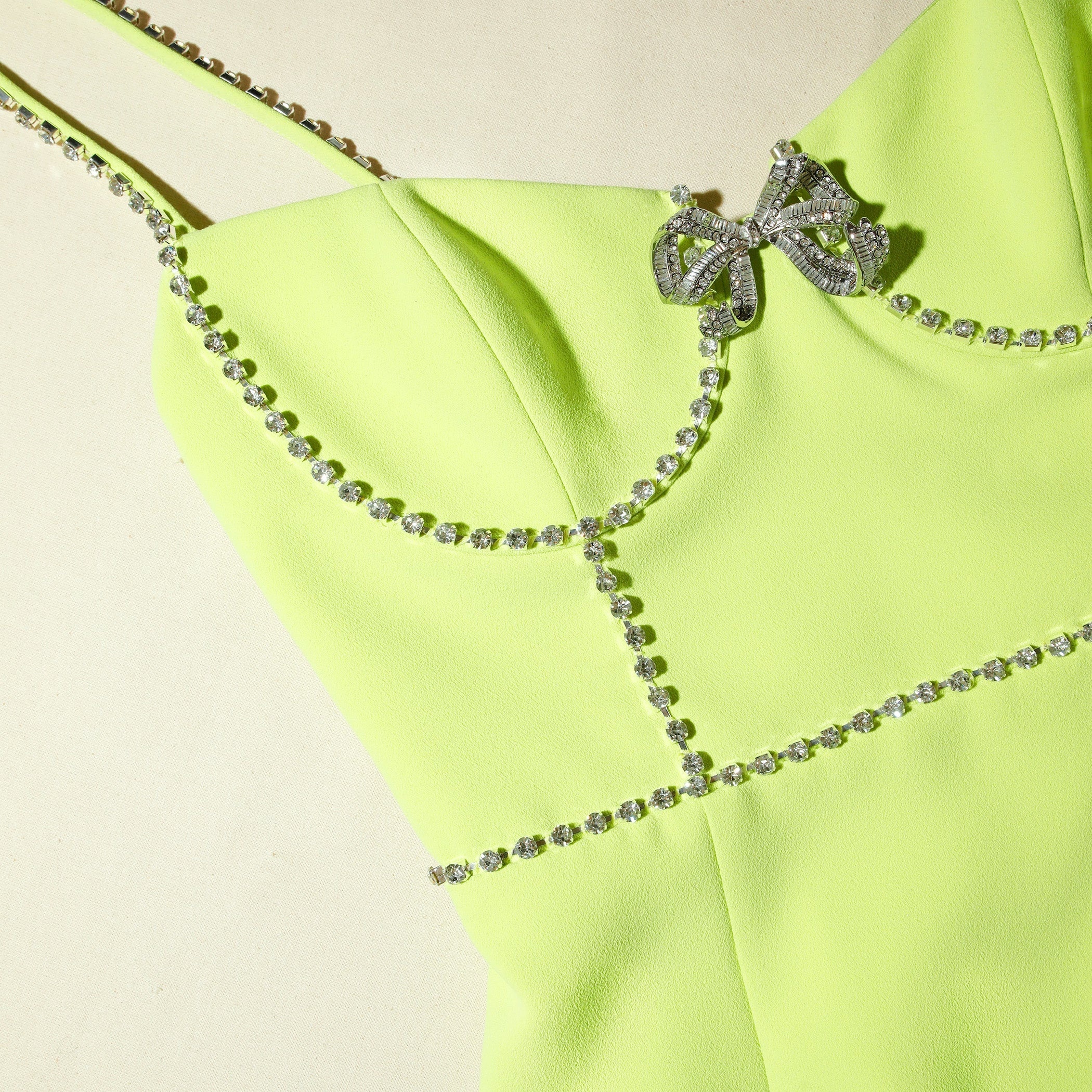 Lime Crepe Bow Midi Dress - 4