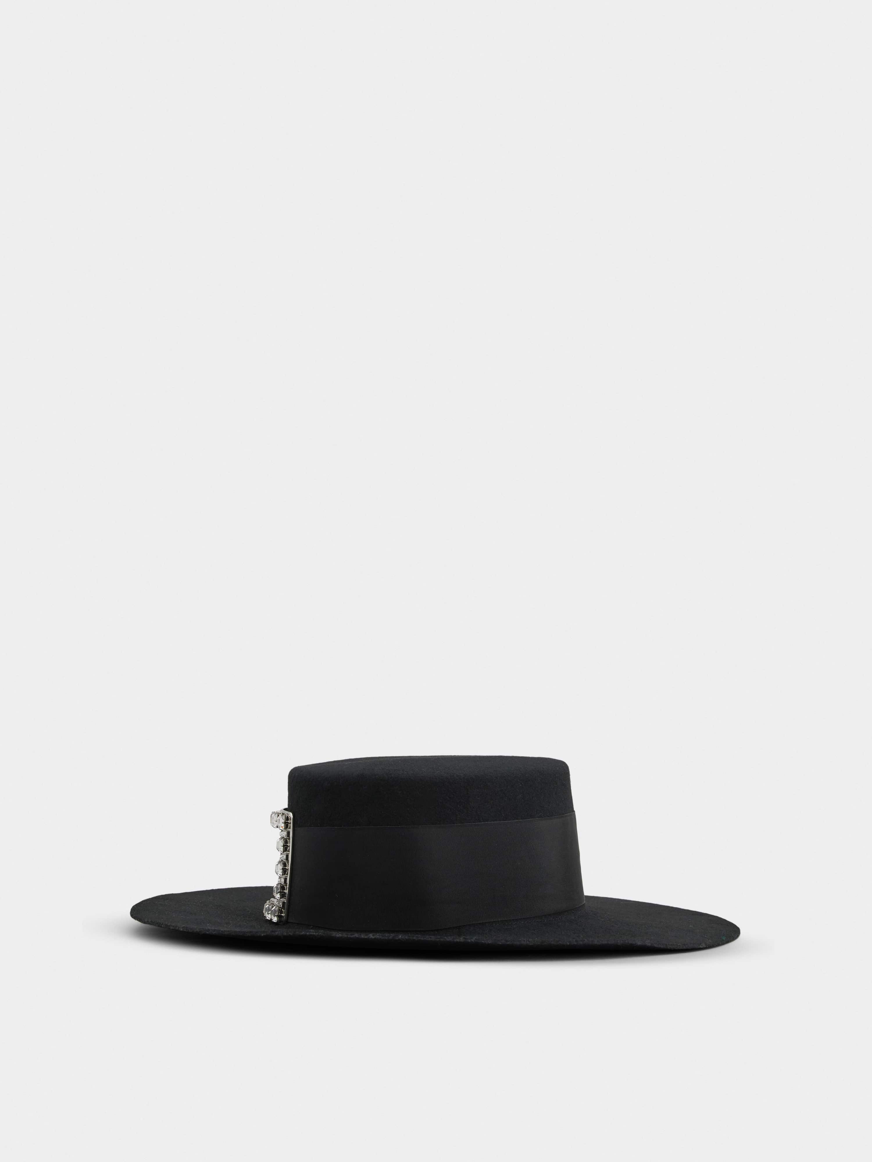 Très Vivier Rhinestone Buckle Hat in Felt - 1