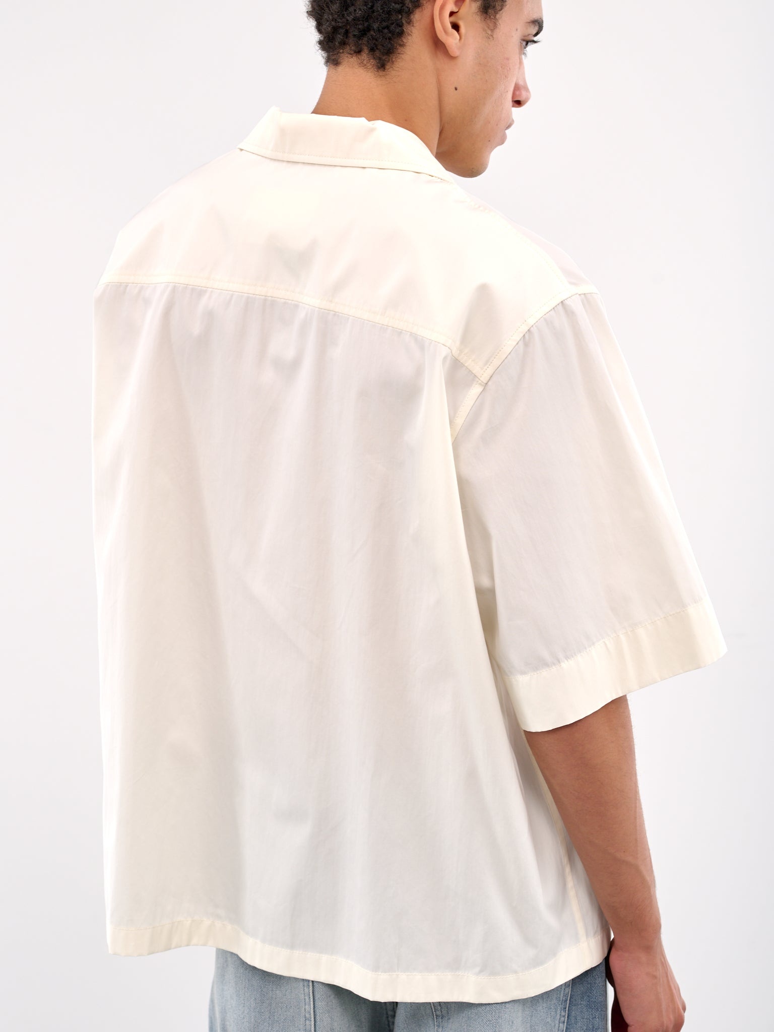 White Poplin Short Sleeve Shirt - 4