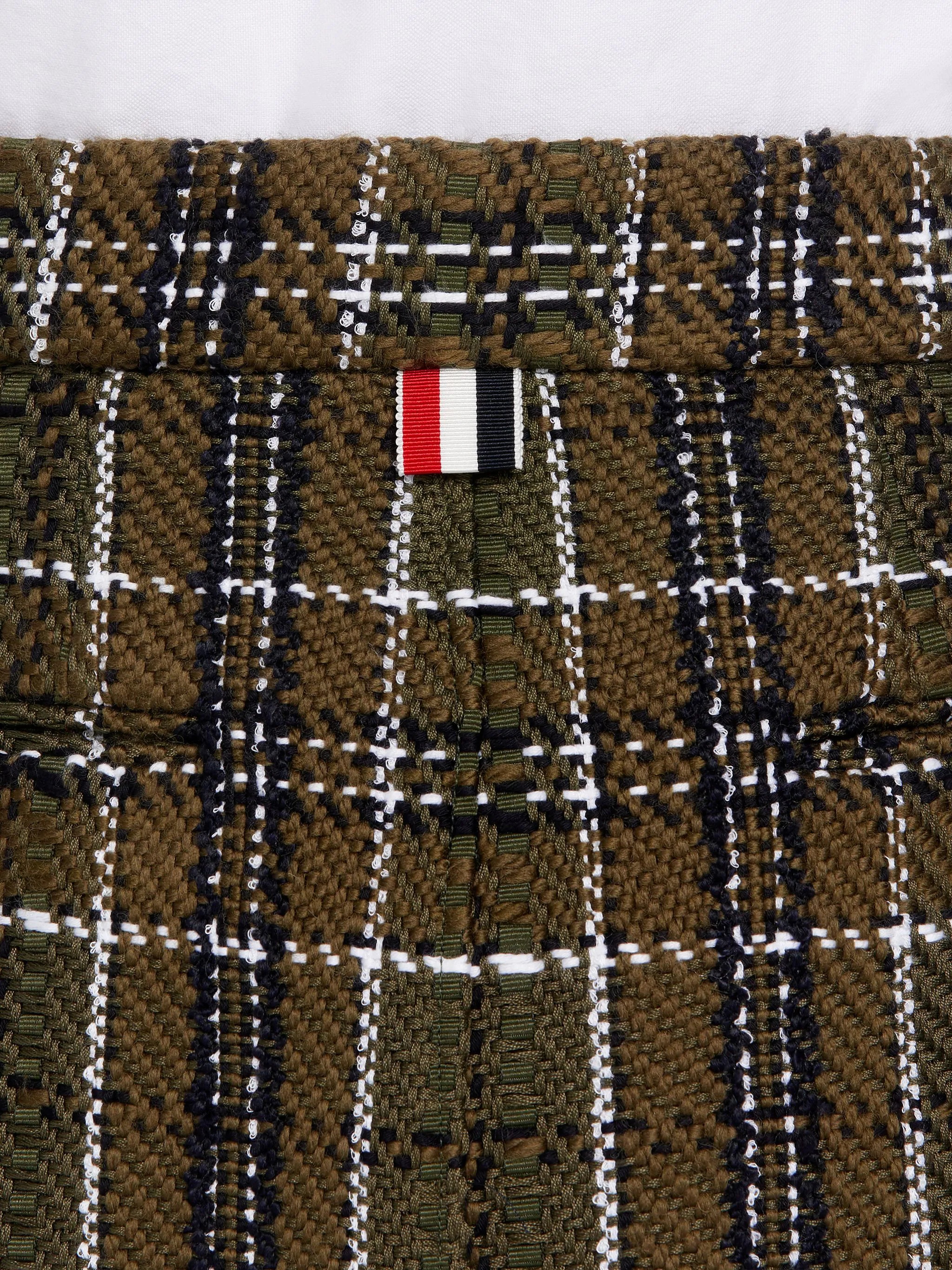 Dark Green Tartan Check Tweed Frayed Below-the-Knee Sack Skirt - 6